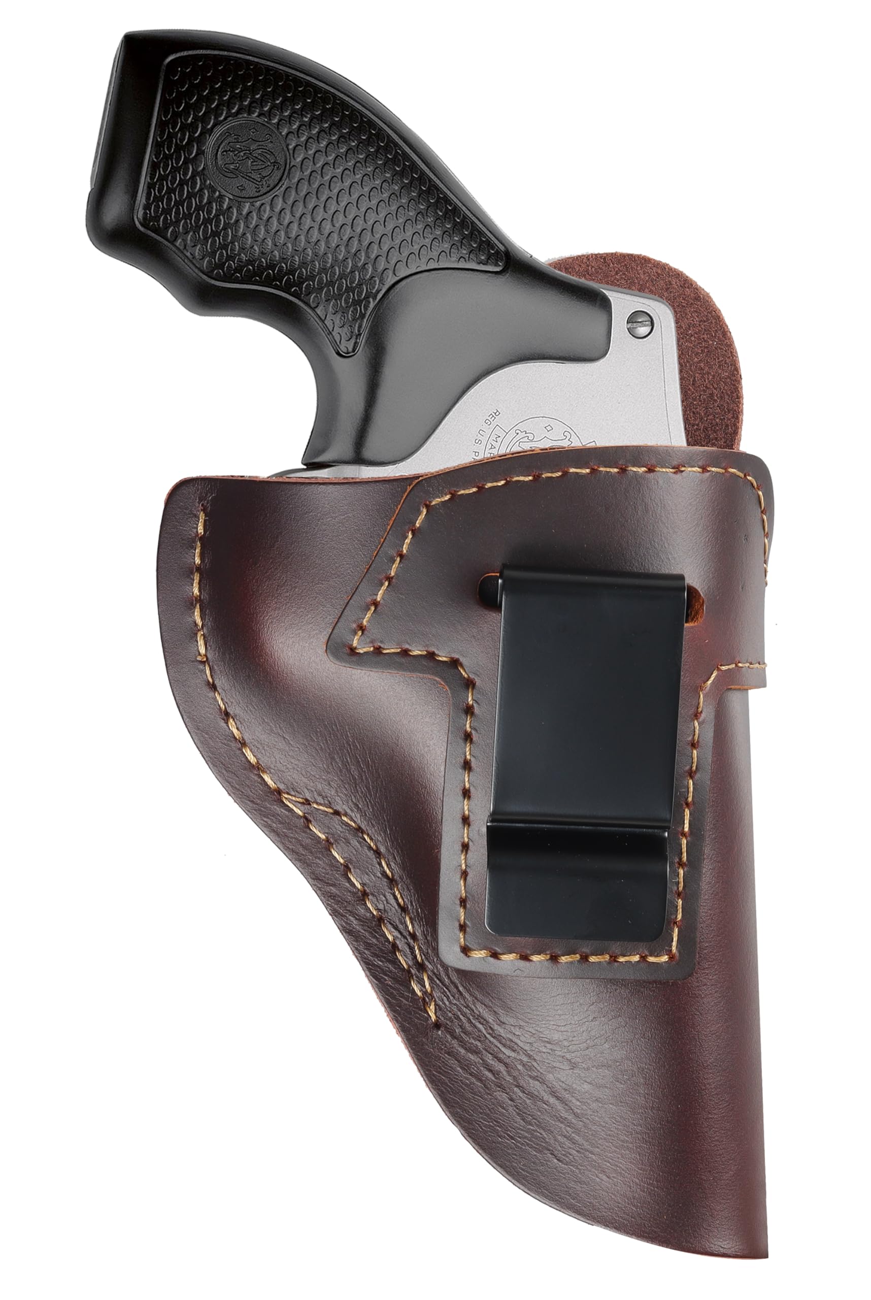 Top-Grain Leather - J Frame Revolver Holster for SP101, LCR fits S&W 642, 640, 638, 637, 442, 360pd, 351pd, 340pd, 43c for Taurus Model 380, 605, 856, 905, 942 & .38 Special Size, IWB