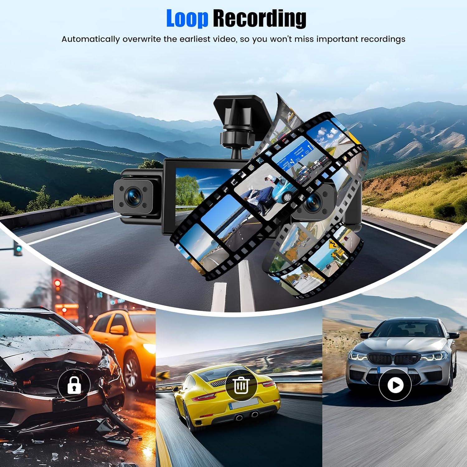 CAMECHO Dashcam Loop Recording Feature