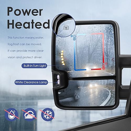 Miniatura 2 de MOSTPLUS Espejos de remolque con calefacción eléctrica compatibles con Chevy Silverado GMC Serria 2014-2019 con luz de giro, lámpara de liquidación