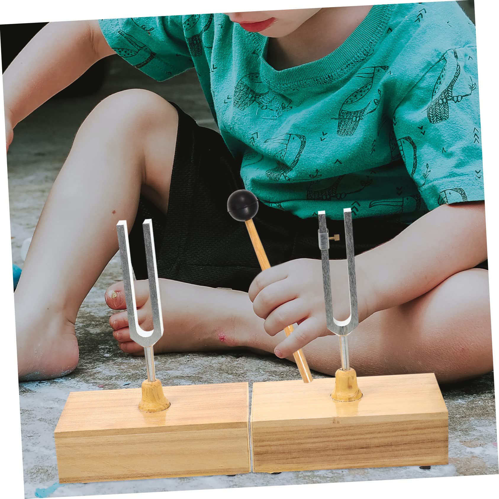 Set di Diapason da 440hz per Esperimenti Fisici, 1 Pezzo | Base in Legno, Martello Incluso, Metallo con Timbro Chiaro e Posizionamento Stabile