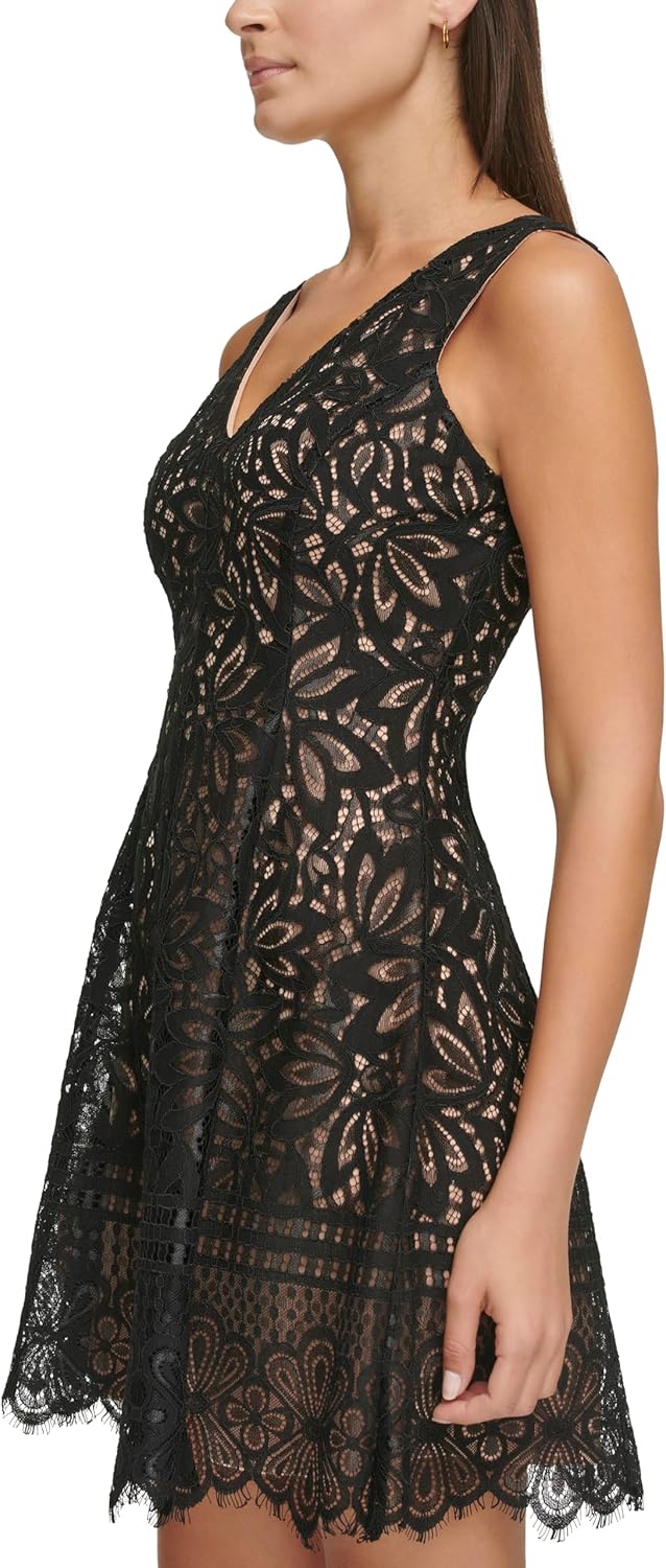 Kensie Womens Sleeveless Fit & Flare Lace Mini Dress - Image 4