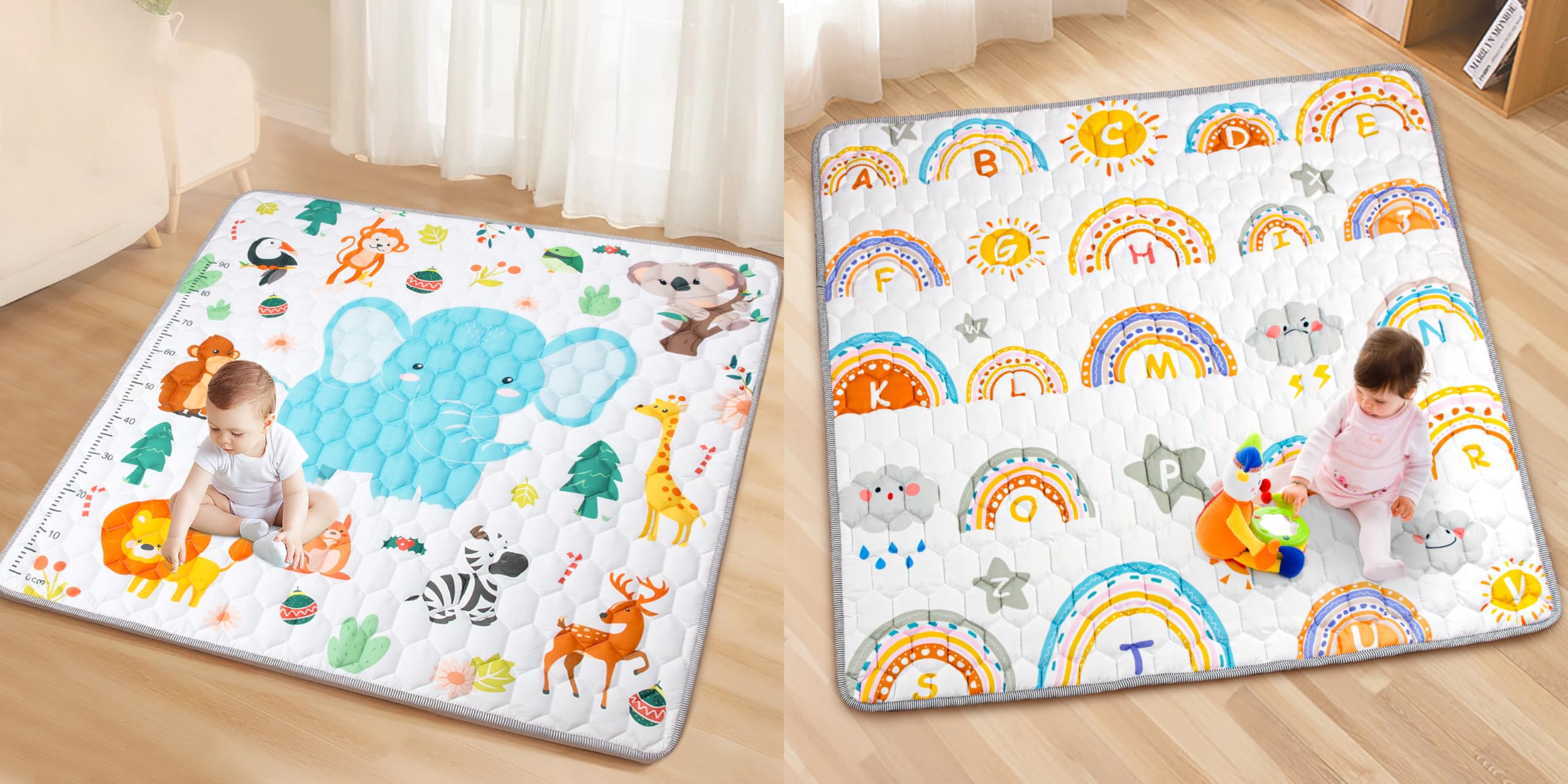 FunslandBaby Play Mat for Floor - 50x50 Kids Foldable Playmat for Babies and Toddlers