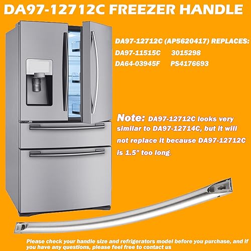 Miniatura 4 de DA97-12712C - Manija de congelador compatible con manija de puerta de congelador Samsung, reemplazo de la manija de la puerta del congelador del