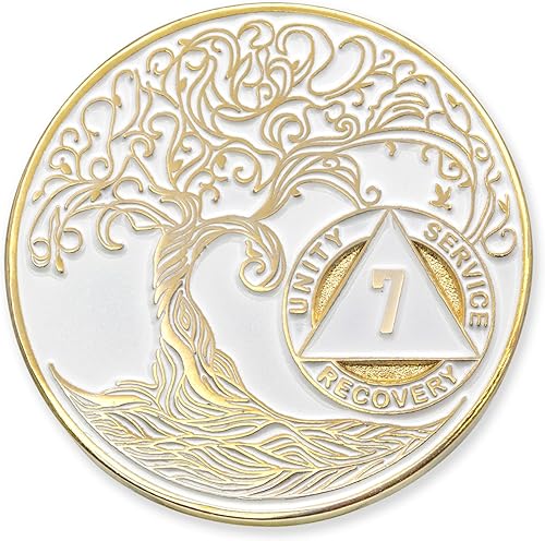 Miniatura 272 de Medallón/Ficha/Ficha de Recuperación AA Sobriety Mint de 2 Años, Árbol de la Vida Retorcido, Dorado - Negro