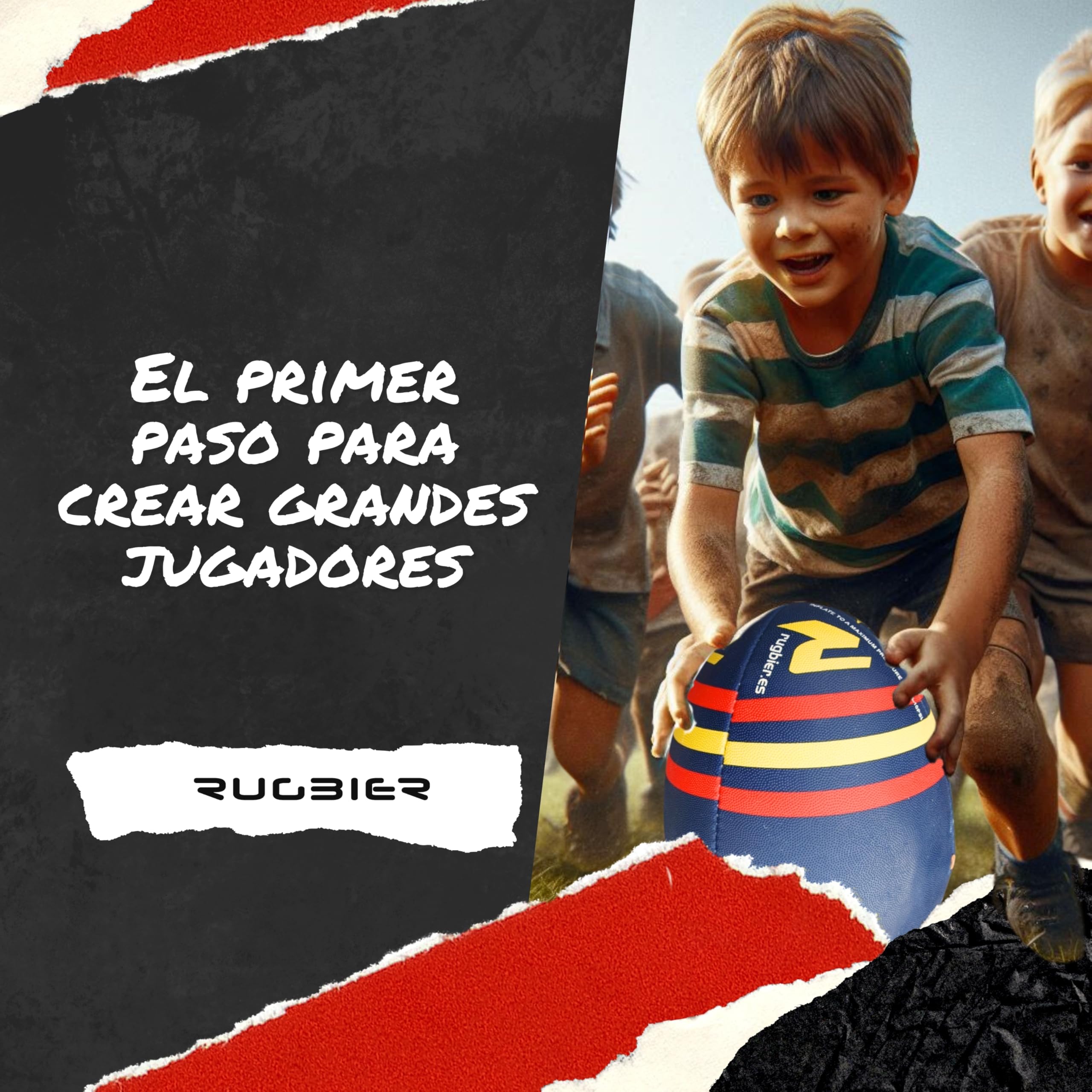 Balón de Rugby para Niños y Niñas T3 – Balón para Escuela - Iniciación y Entrenamiento - Diseño Exclusivo - Modelo Spain Flag