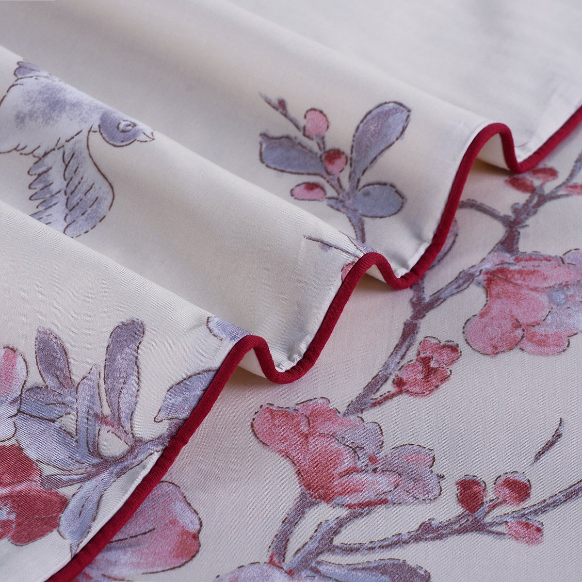 USTIDE Egyptian Cotton Duvet Cover Set Super King 3 Pieces Farmhouse Blossom Birds Bedding Elegant Bed Cover with 2 Pillowcases - Image 4