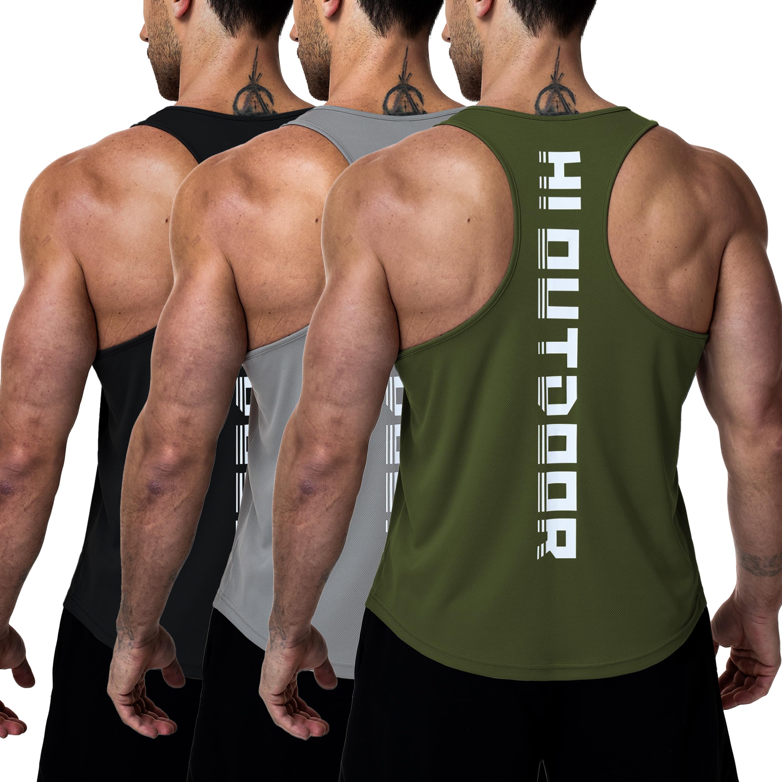 Hioutdoor Tank Top Fitness Herren 3er Pack Ärmelloses T Shirts Atmungsaktive Achselshirt Schnelltrocknend Atmungsaktiv Laufshirt Tanktop Gym Training Workout Muskelshirts Sleeveless Funktionsshirt