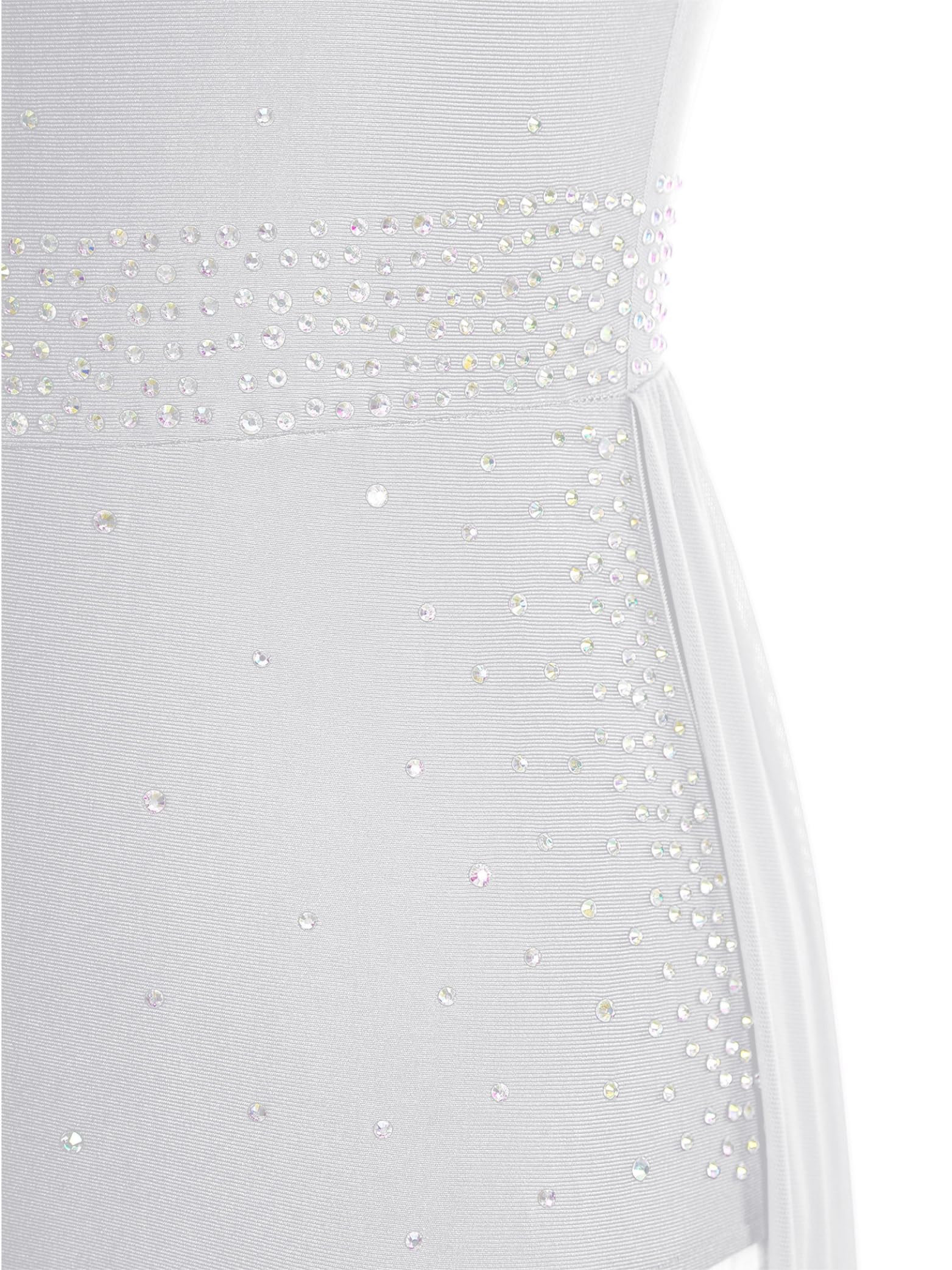 Vestido de danza asimétrico con diamantes de imitación, leotardo para patinaje artístico y danza contemporánea