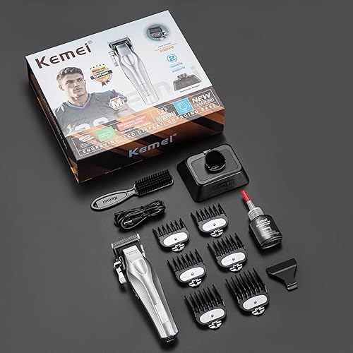 Miniatura 6 de KEMEI 1798 - Cortadora de pelo profesional para hombres, 9100 RPM inalámbrica, con cuerpo de metal, recortadora de pelo de 3000 mAh con pantalla