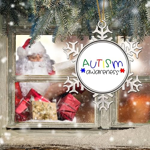 Miniatura 6 de Adornos de Navidad, rompecabezas de conciencia sobre el autismo, decoraciones de conciencia sobre el autismo, decoraciones de árbol de Navidad,