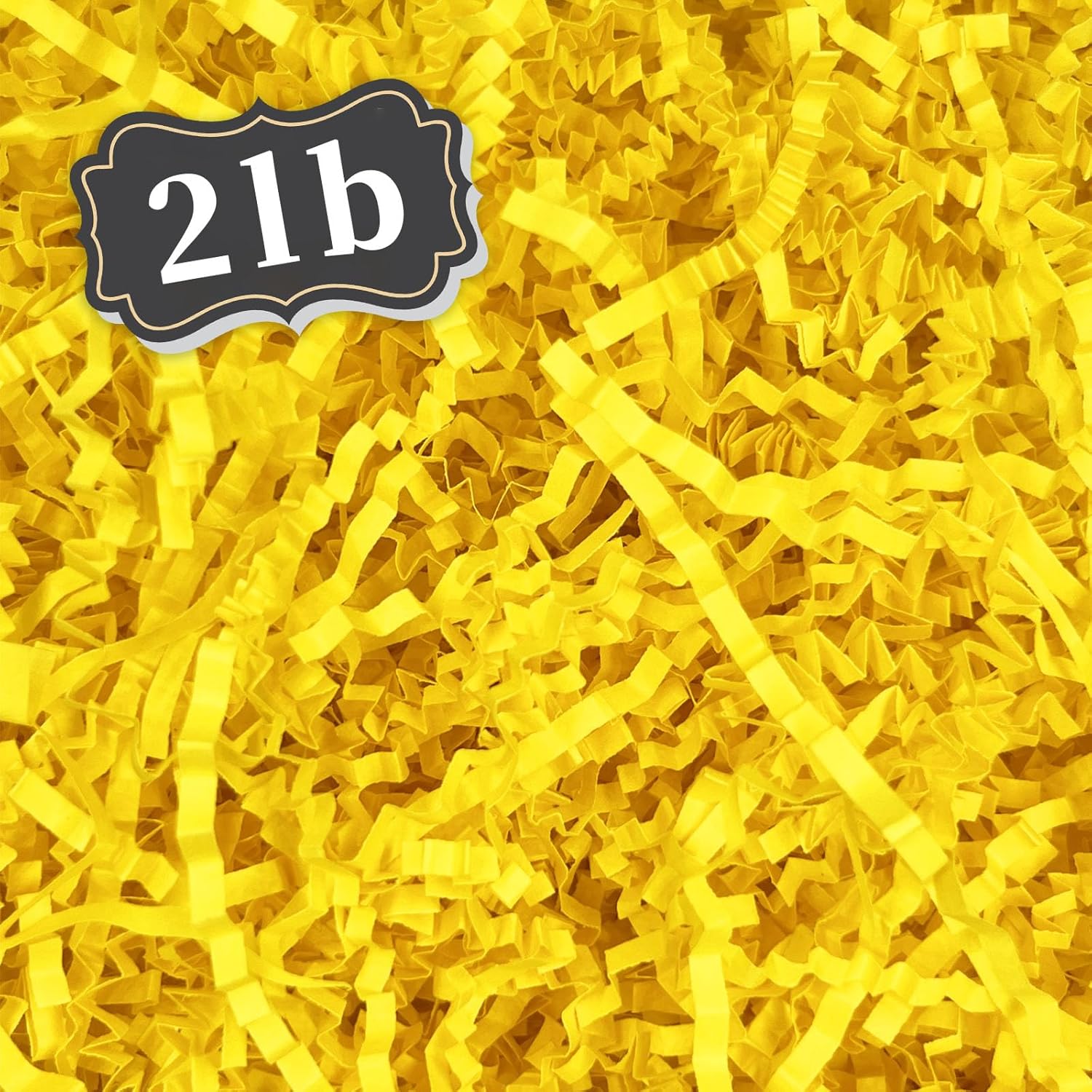 ZEBMOON 2 LB Yellow Crinkle Cut Paper Shred Filler Great for Gift Wrapping, Basket Filling, Birthday, Wedding, Halloween, Thanksgiving, Christmas Day, New Year Party Decorations Filling Supplies