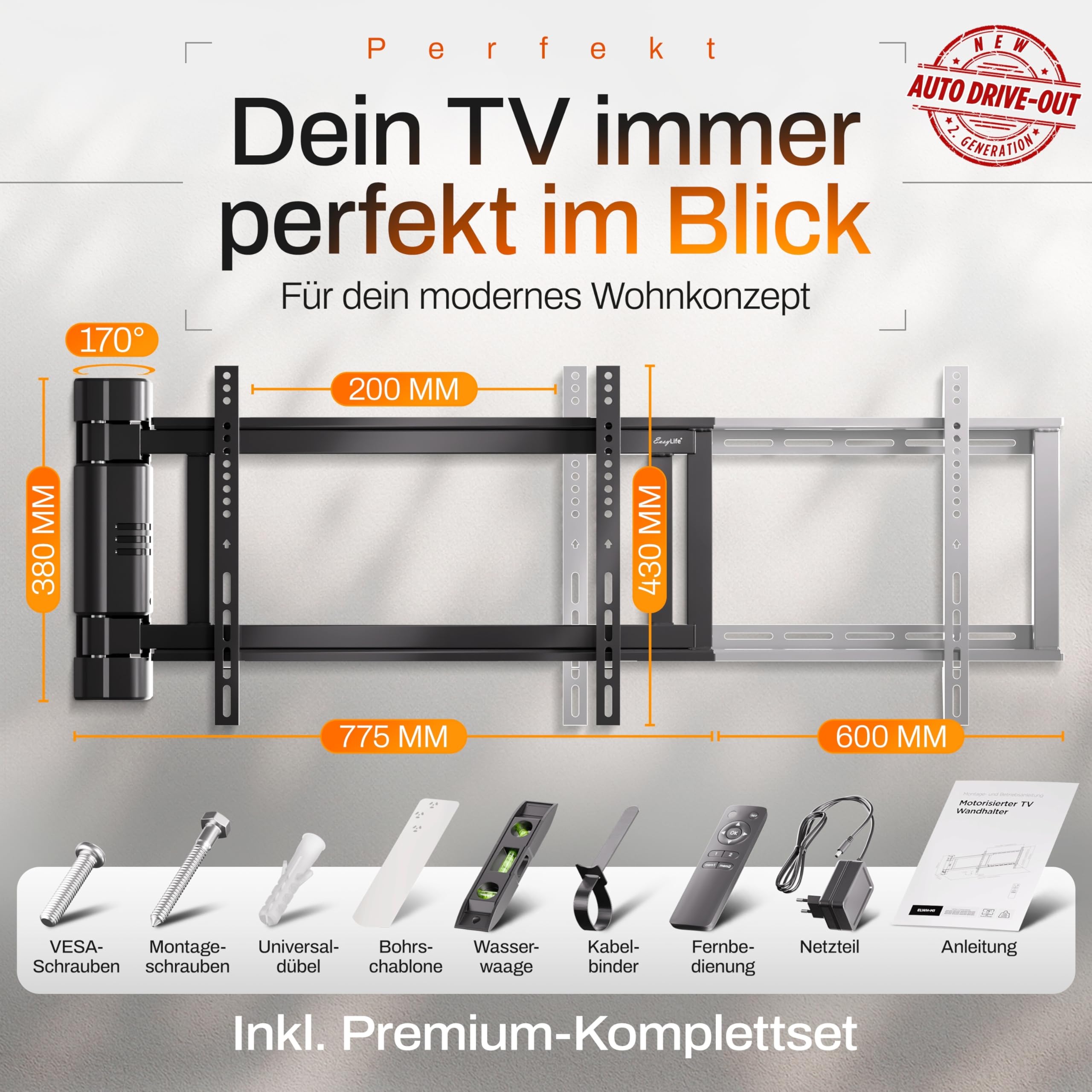 Mounting Bracket EasyLife 56mm Silent Anti-Collision 32-75 Pollici - Dettaglio