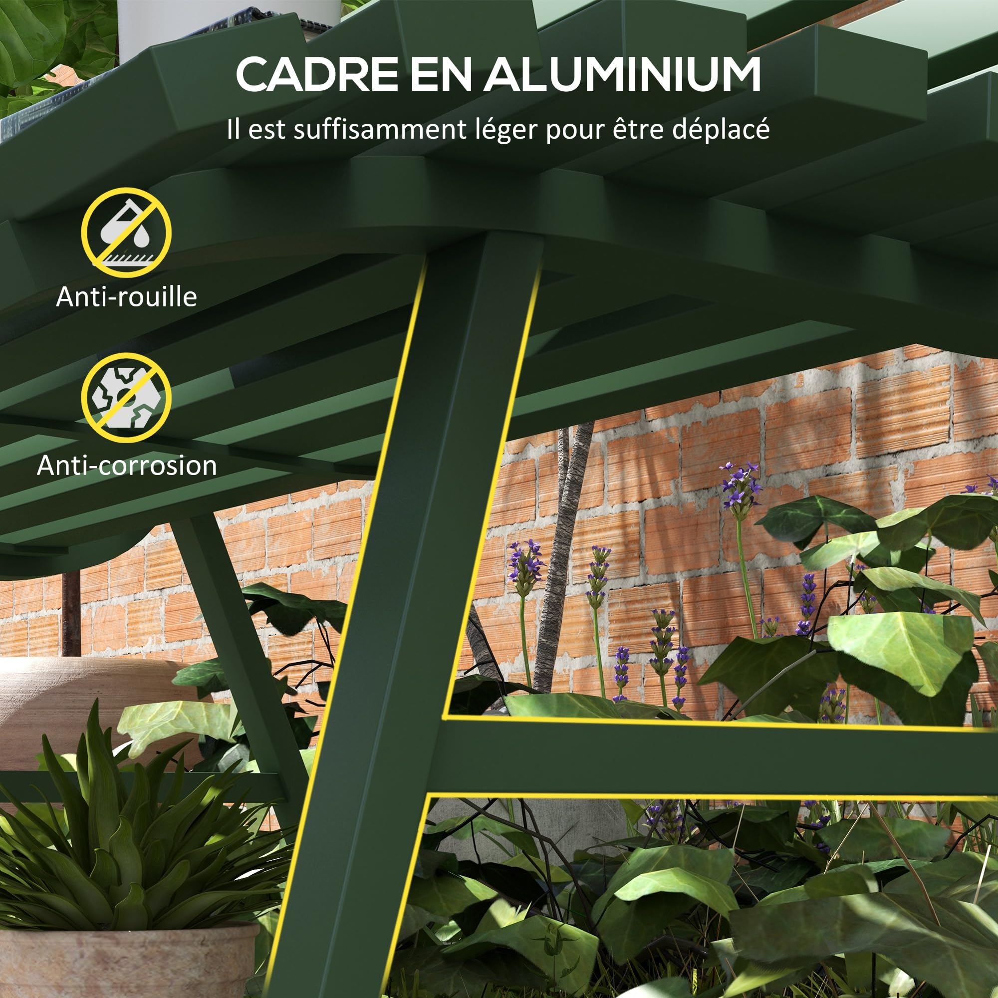 Outsunny Banc de Jardin Banquette extérieur 2 Places Assise Dossier à Lattes, en Aluminium, dim. 123L x 67l x 79H cm, Vert