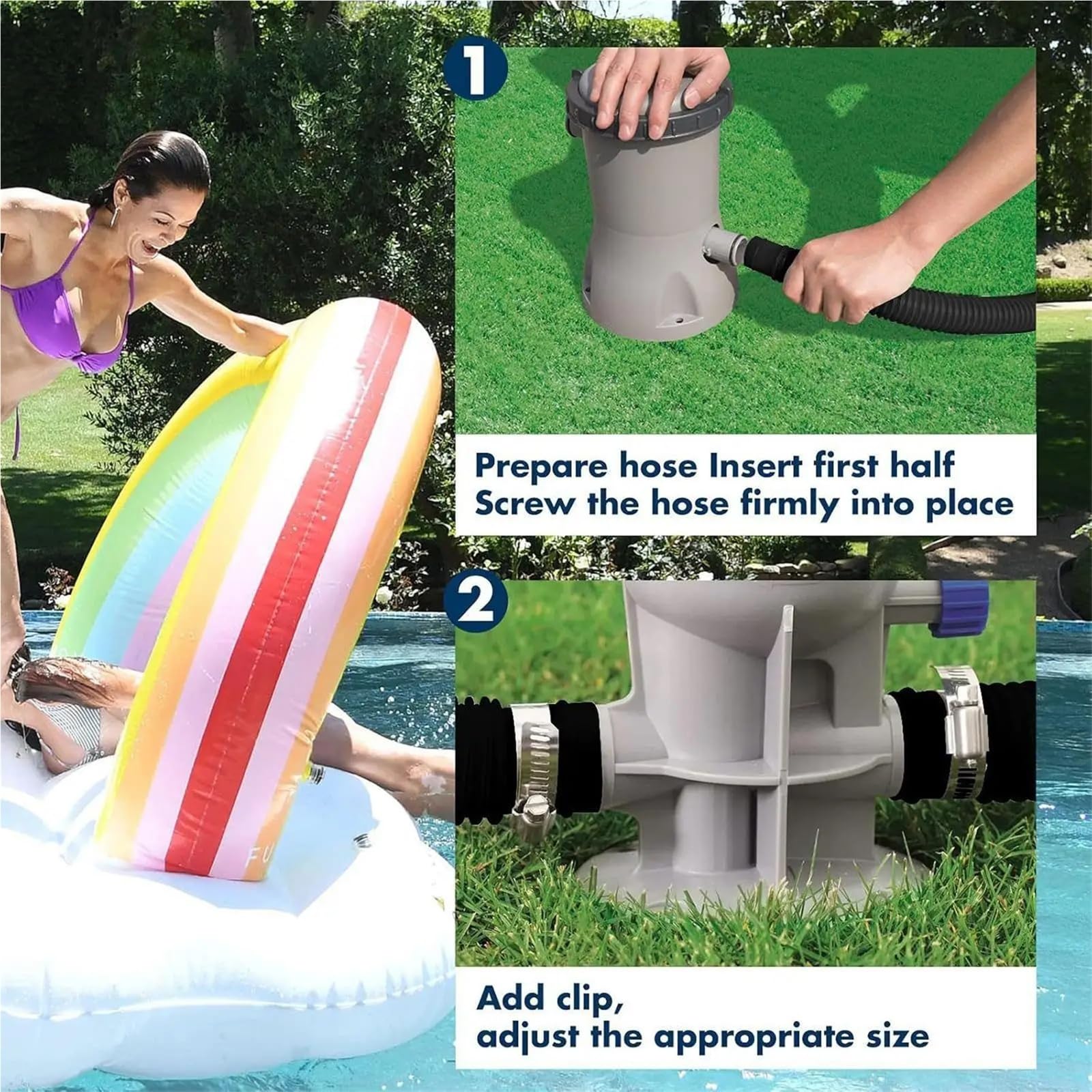 Tuyaux de piscine robustes 32 mm, ensemble tuyaux en pouces, pièces et accessoires for spas, for le drainage des eaux usées nettoyage à contre-courant été Pour pompe, flexible pour eau
