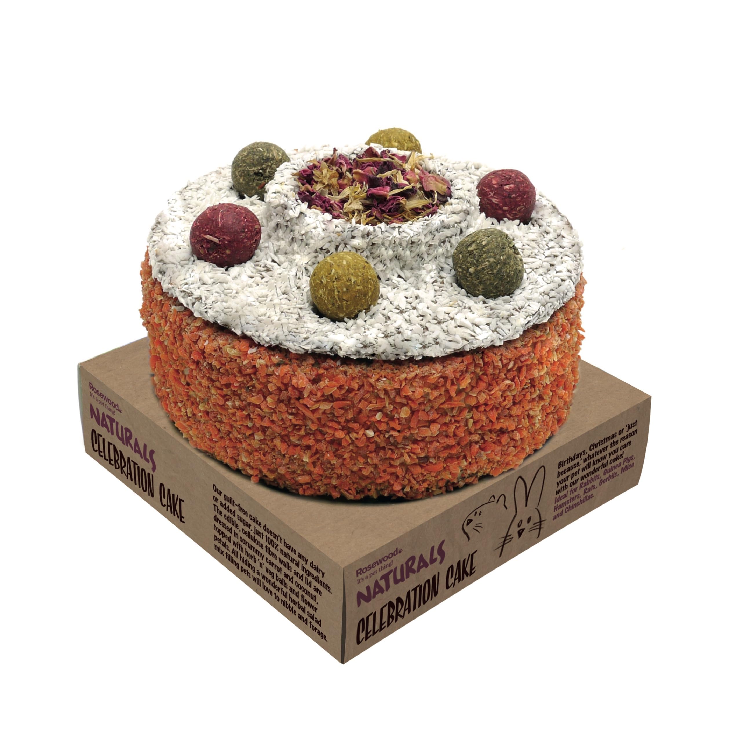 Rosewood Naturals Celebration Cake, Small Animal Treat for Rabbits, Guinea Pigs, Chinchillas, Hamsters, Gerbils, Mice and Rats (Pack of 1)