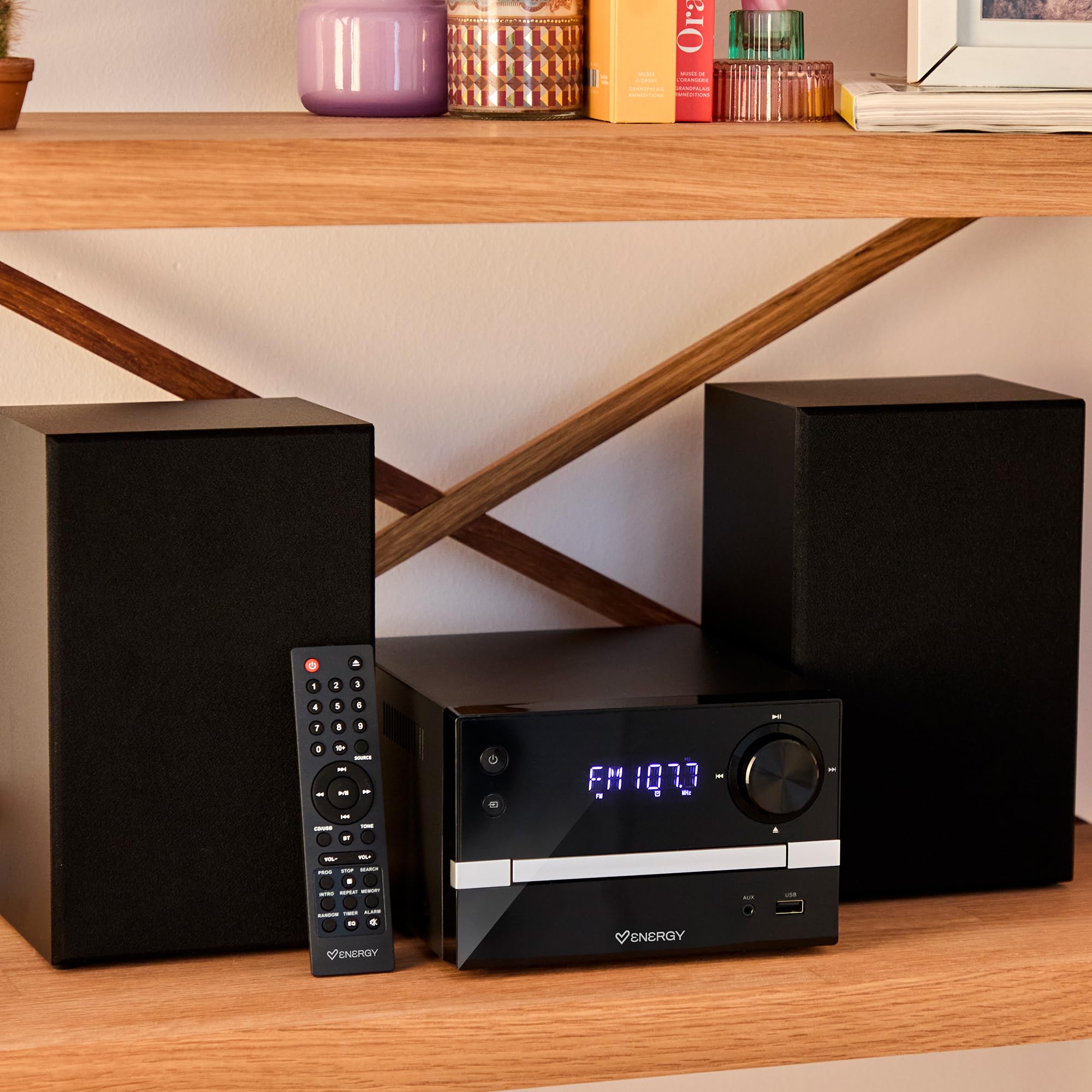 Energy Sistema 7 Micro Hi Fi 30W Impianto Stereo Bluetooth Lettore CD USB MP3 Radio FM System Home Speaker Modulari Bass Jack 3.5mm Wireless 2.0 Full Range