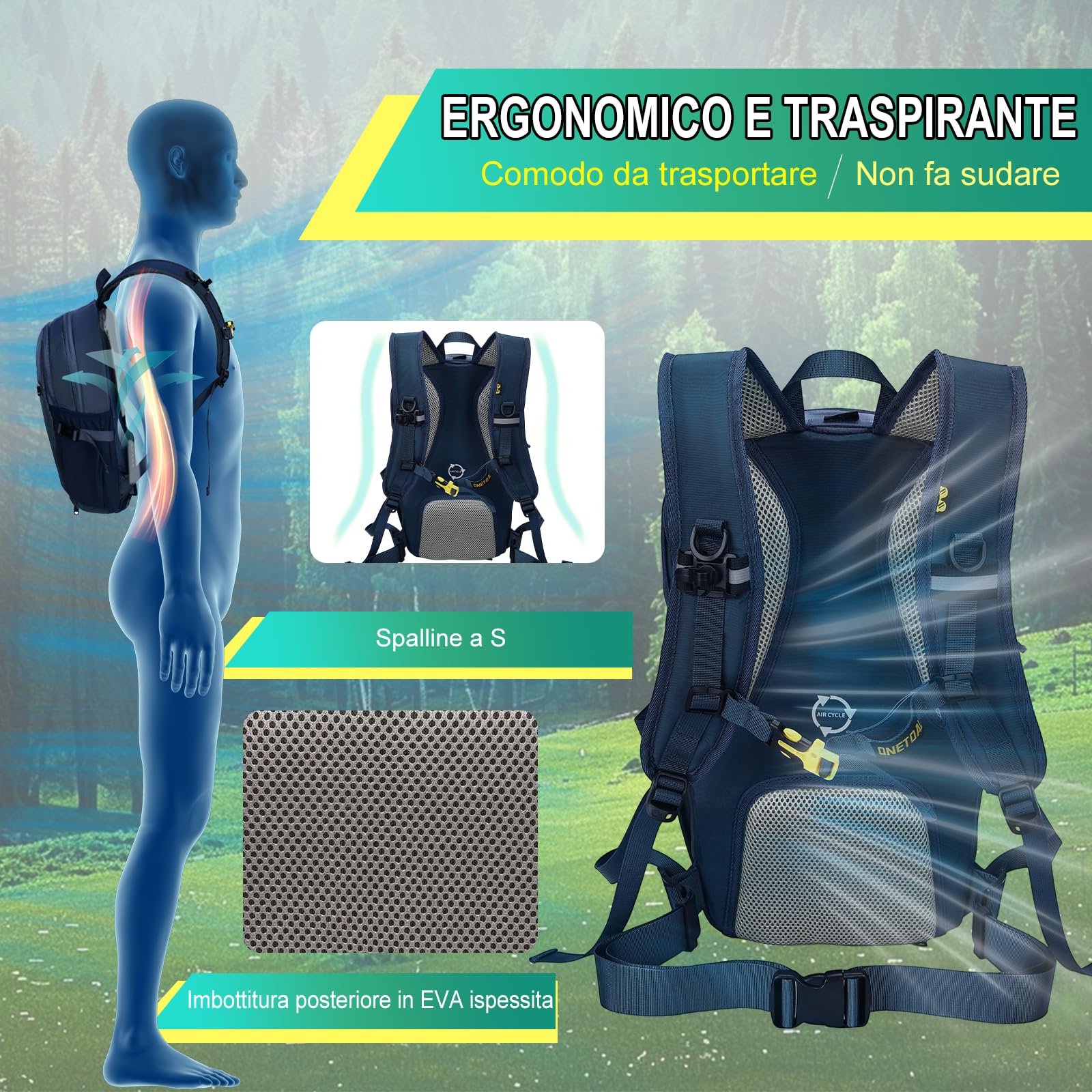 Zaino Da Ciclismo 15L Antifurto Con Coprizaino - Traspirante Per MTB, Trekking E Viaggio - Foto 4