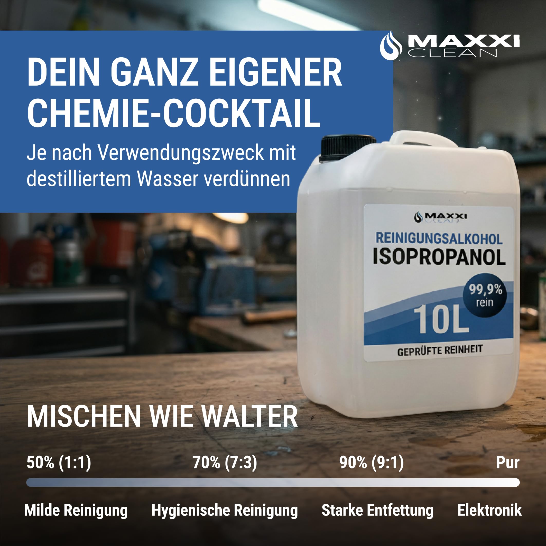GiDeli Isopropanol 70% 10 Liter Reiniger Hochprozentiger Isopropylalkohol IPA Reinigungsalkohol für Reinigung von elektronischen Bauteilen, Linsen und Bildschirmen