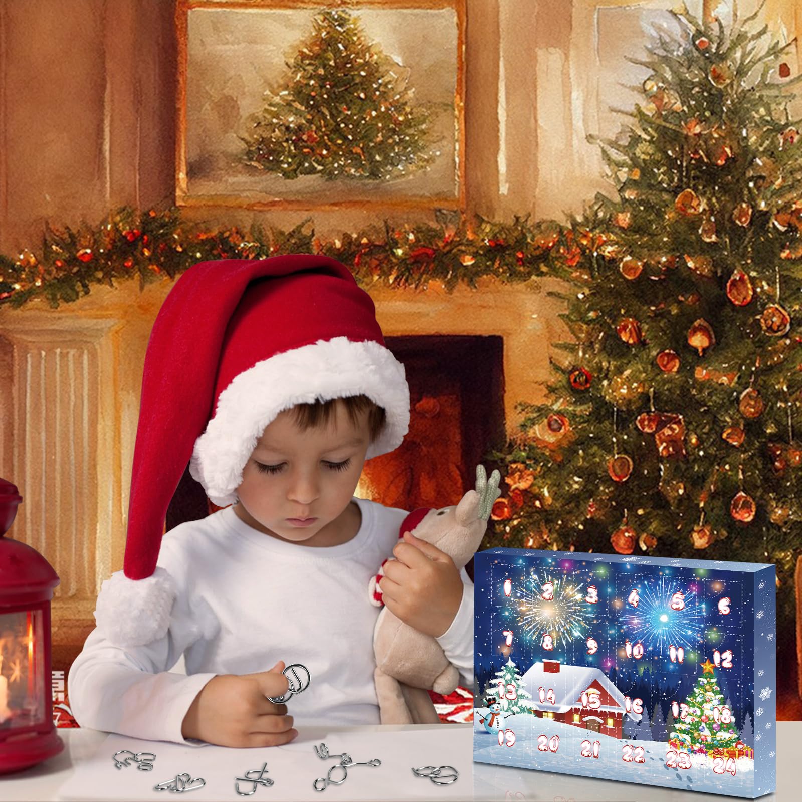 GEEKEO Calendario Adviento 2025 para Niño y Adultos Rompecabezas de Metal con 24 Sorpresas, Christmas Calendario Adviento Regalo para Niños y Niñas