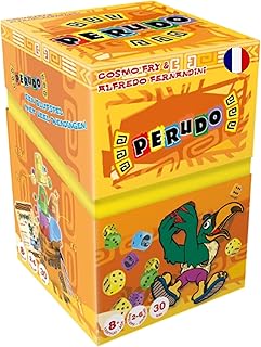 Asmodee - PERUDO- Jeu de Dés et de Bluff pour Enfants dès 8 Ans - Jeu d'Ambiance et Stratégie Familial avec 5 Dés & 1 Gobelet - Ancienne Edition - 2 à 6 Joueurs - Partie 30 Min - Zygomatic