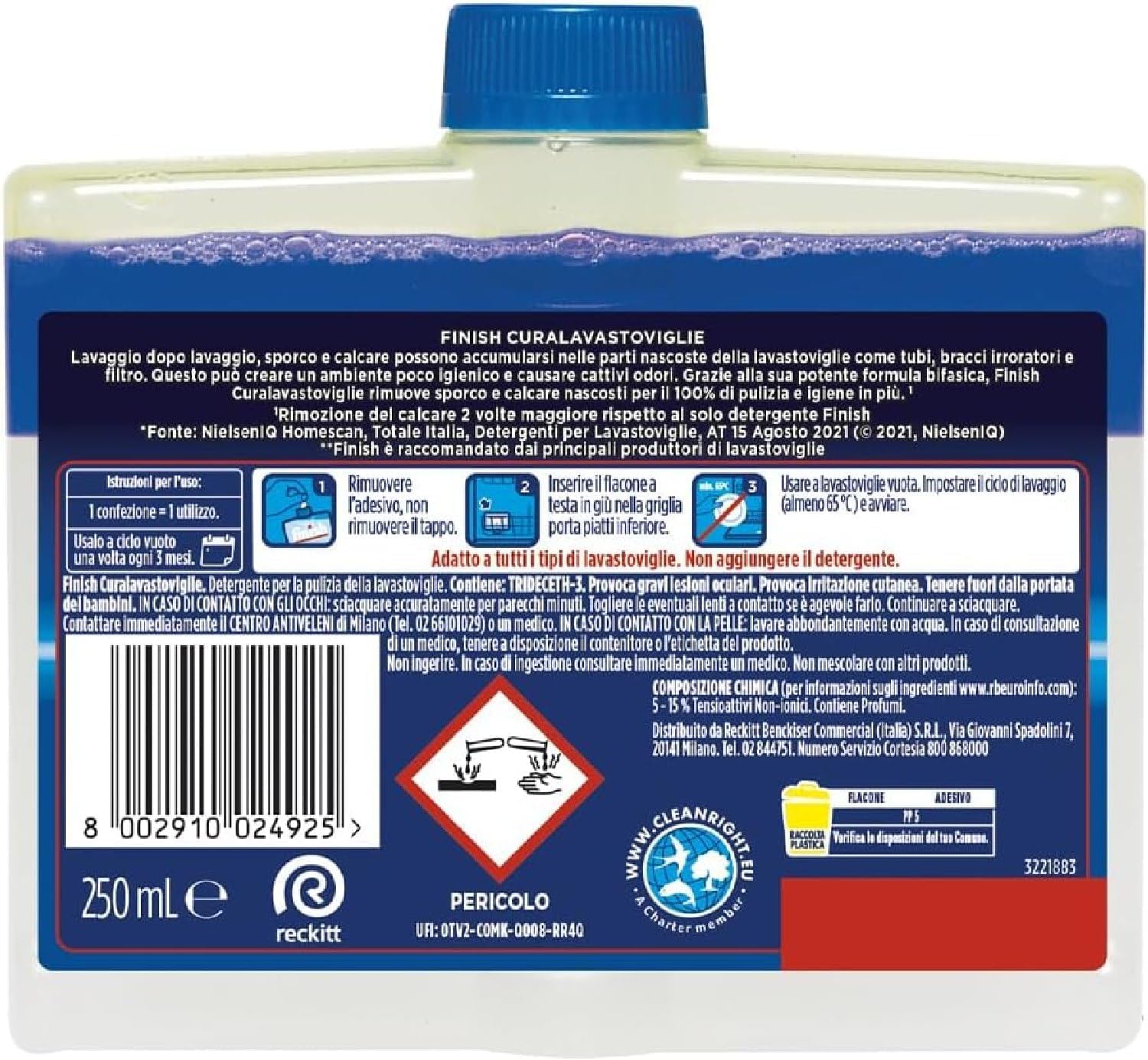 Finish Curalavastoviglie Raccomandato da Napisan, Additivo per una Lavastoviglie Pulita dai Residui di Grasso e Calcare, 250ml (confezione da 2)