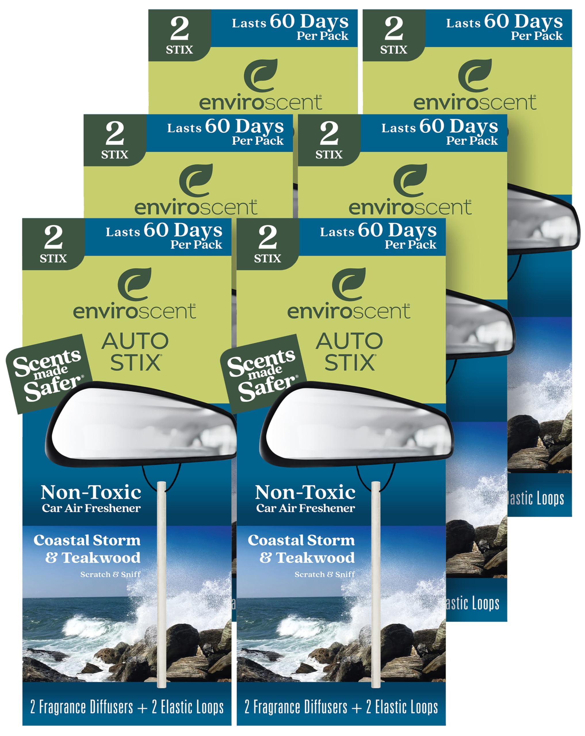 Enviroscent Non-Toxic* Car Air Freshener Auto Stix® (12 Sticks, Pack of 6)