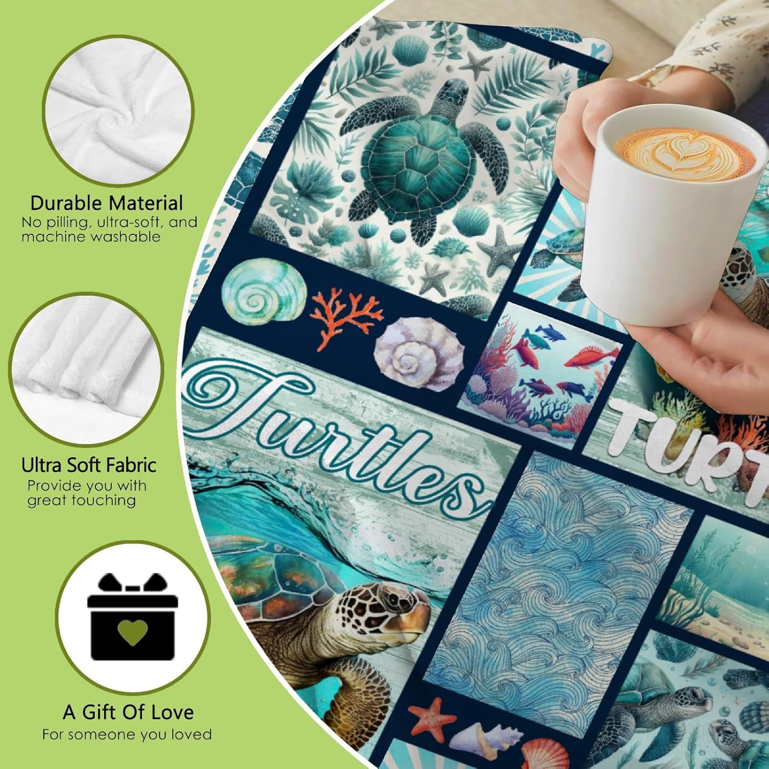Sea Turtle Blanket for Girls Boys I Just Really Like Turtle Gifts for Women Adults Lightweight Soft Throw Blanket for Bedding Sofa Traveling Camping 60x80inches
