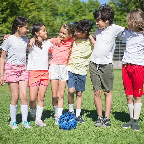 Miniatura 7 de Balón de fútbol tamaño 4 para niños, diseño rosa mosaicoazul, pelota de entrenamiento juvenil para niños y niñas, regalo de fútbol para interiores y