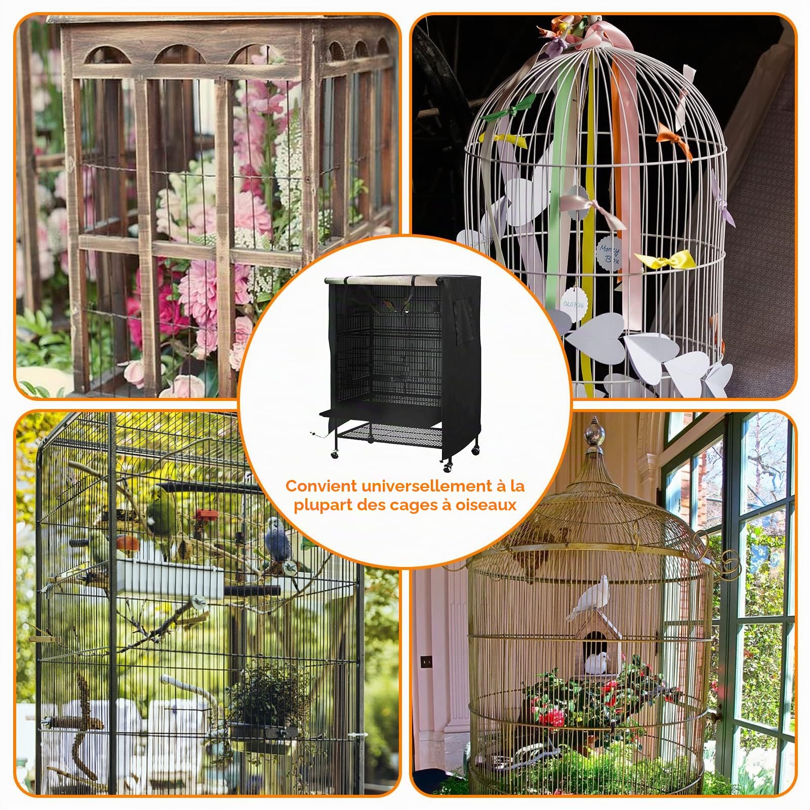 Housse de cage à oiseaux imperméable et solaire pour perroquet, extra large, fournitures pour animaux domestiques, housses de cage à oiseaux pour perruches, perruches, aras, 130 x 96 x 59