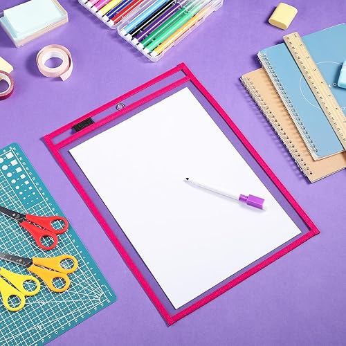 Vista 61 de Nezyo Bolsillos de borrado en seco, soportes de plástico para boletos de trabajo, bolsillos para pedidos, fundas transparentes, carpetas de boletos