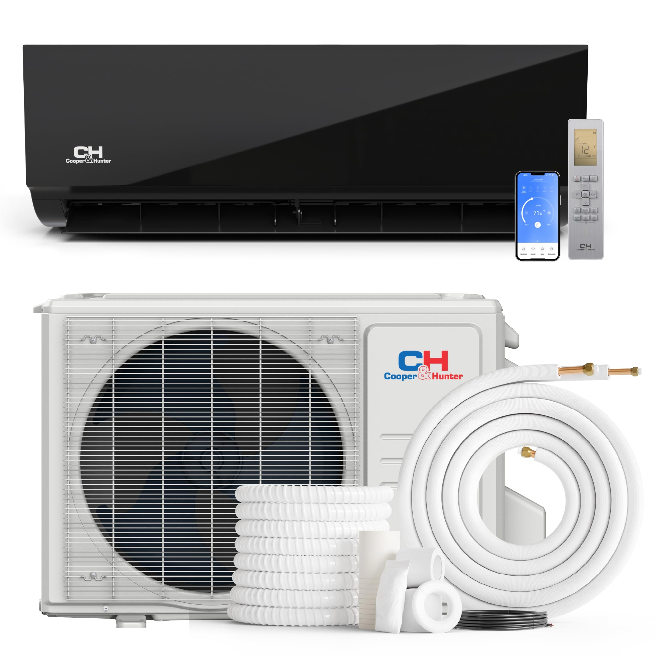 Sponsored Ad - Cooper & Hunter 12,000 BTU 115V Black Single Zone Wall Mount Ductless Mini Split Air Conditioner & Heat Pump – 23.2 SEER Inverter – Smart Kit & 16FT Installation Kit – Pre-Charged