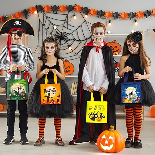 Miniatura 5 de 100 bolsas de Halloween para dulce o truco, bolsas de Halloween con asas, bolsas no tejidas de Halloween, bolsas de Halloween para envolver regalos,