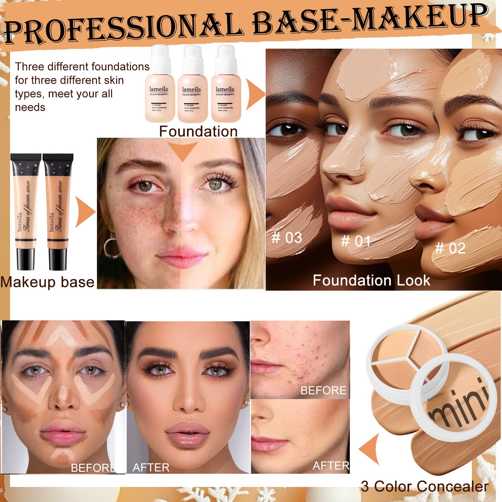 Kit de maquillage pour adolescentes & femmes, kit de maquillage de voyage, ensemble de maquillage portable pour débutants et professionnels, ensemble cosmétique comprenant fond de teint-02 Style