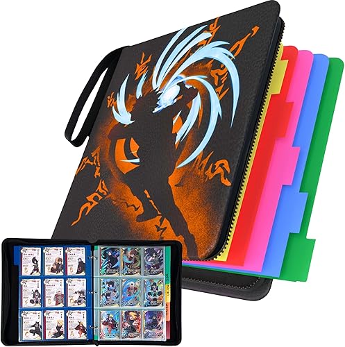 Carpeta de tarjetas de anime con divisores, soporte para tarjetas coleccionables TCG compatible con tarjetas Naruto, 900 bolsillos para colección