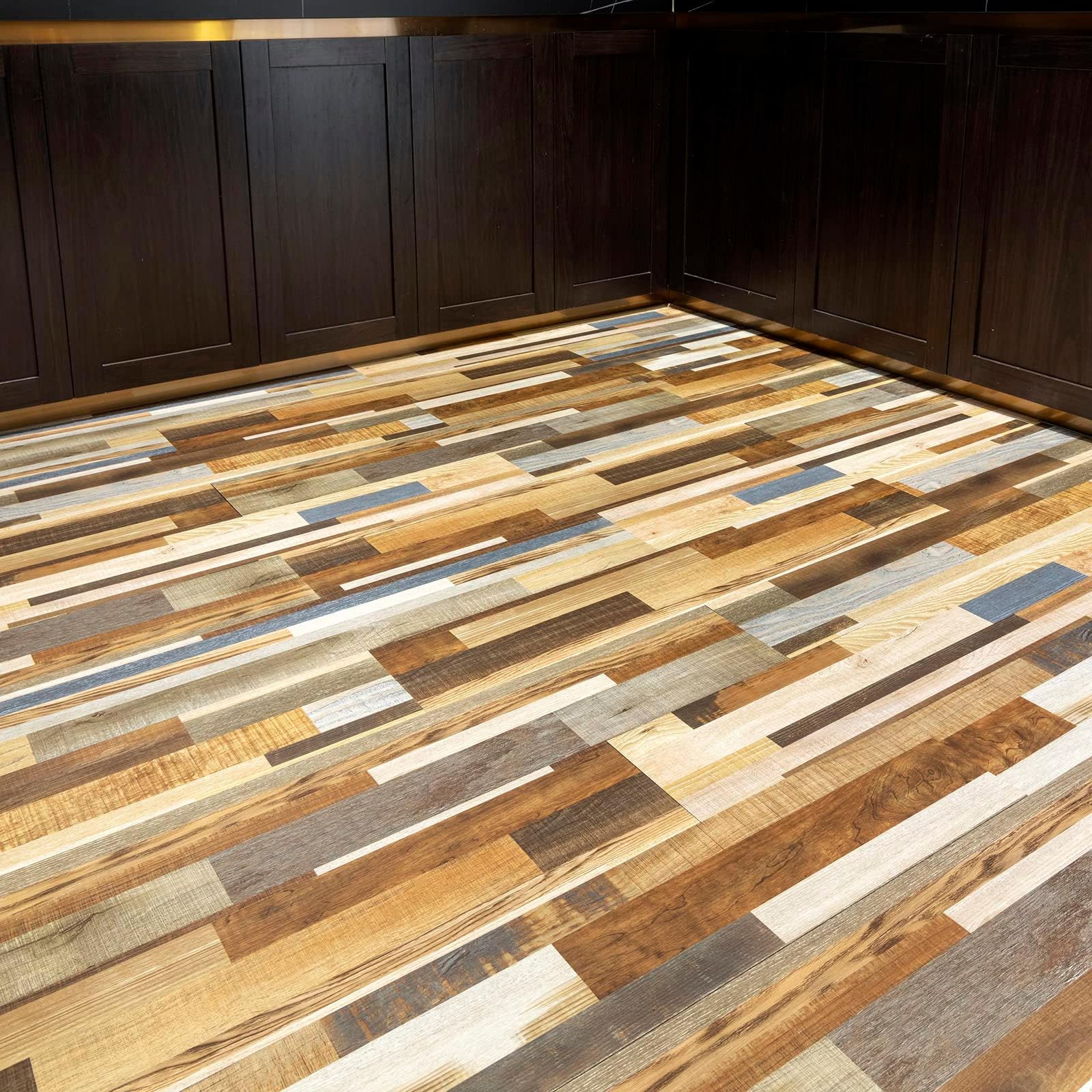 Vinyl Flooring - Lino Flooring with Wood Effect Self Adhesive Vinyl Flooring,2.0mm 18pcs Fire-Resistant for Kitchen Living Room Bedroom Office Floor Planks(2.51m²,Multi-Colour)