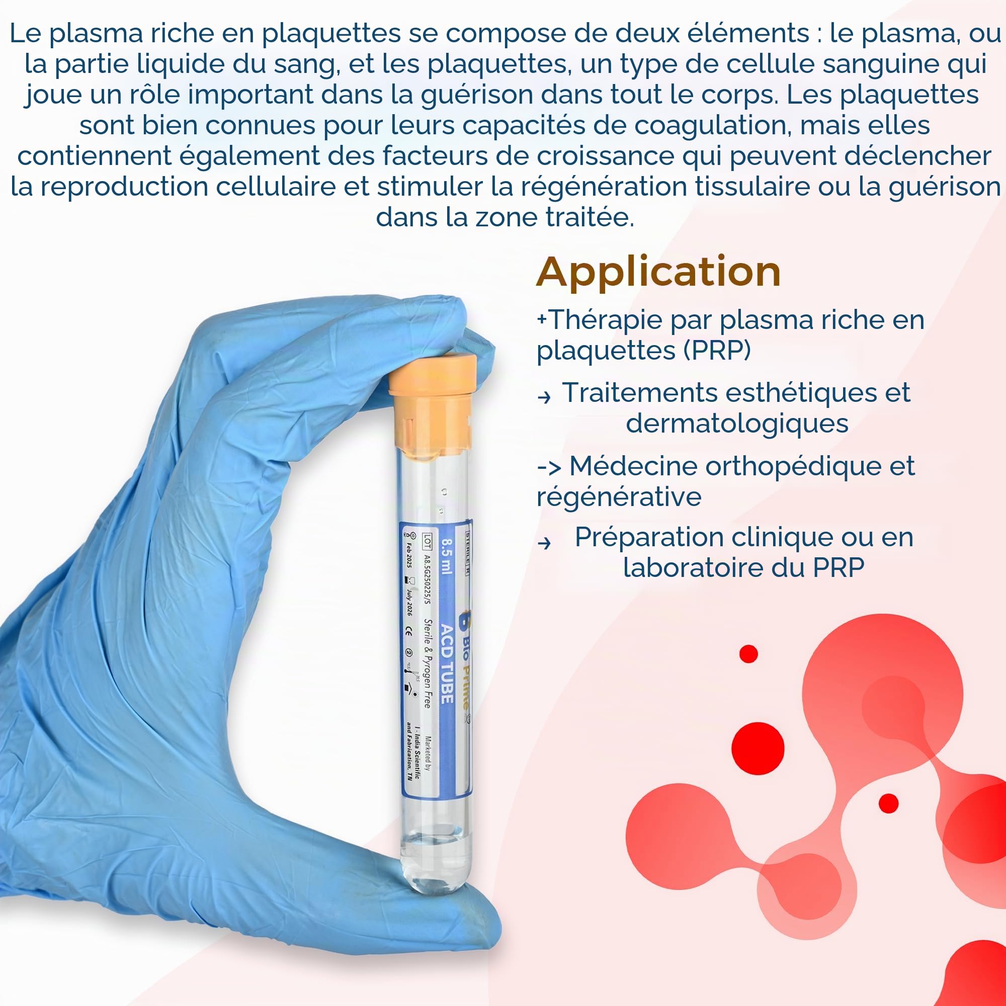 BioPrime ACD PRP Tube de 8,5 ml (100 tubes)