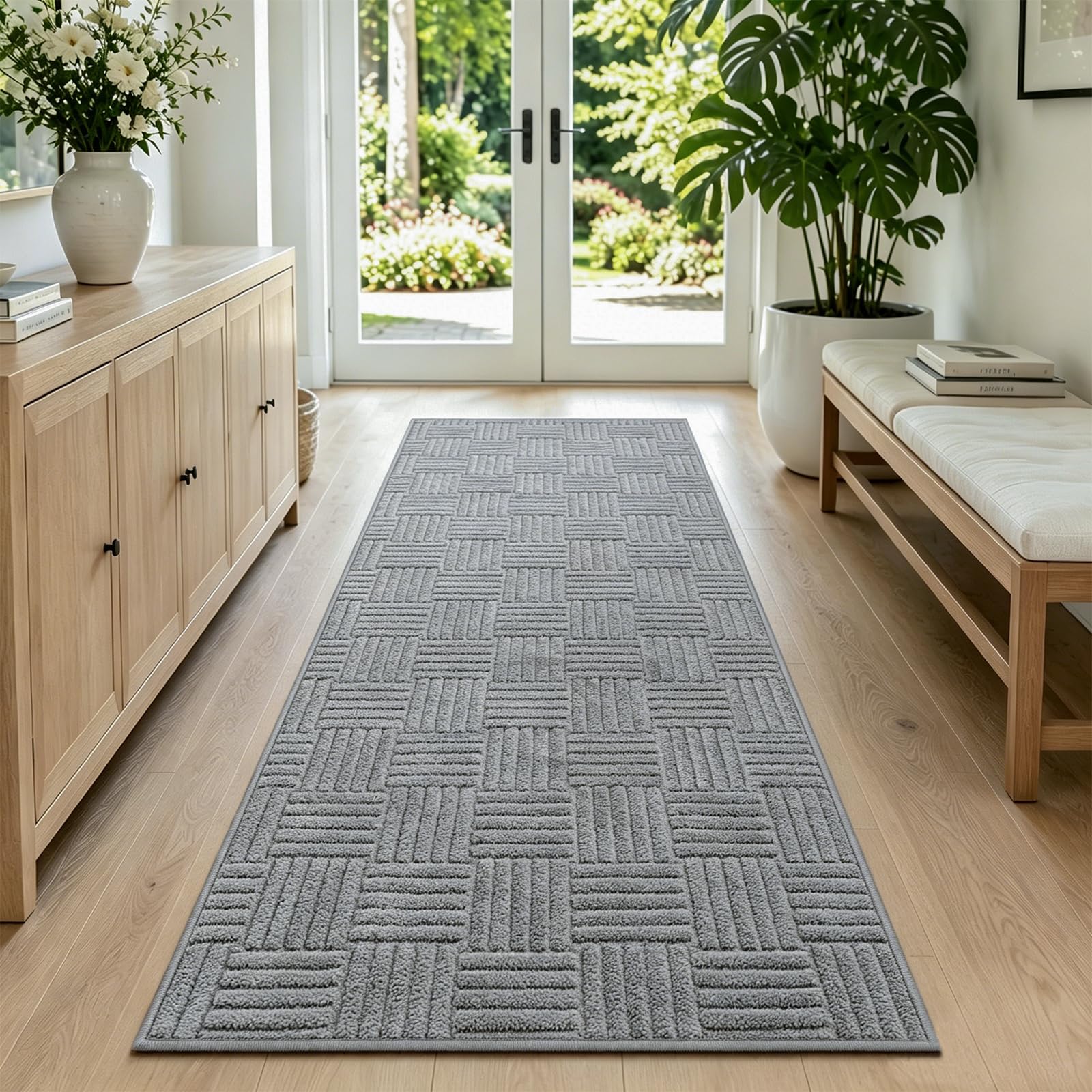 Alfombra antideslizante lavable de 80 x 200 cm con suave efecto 3D