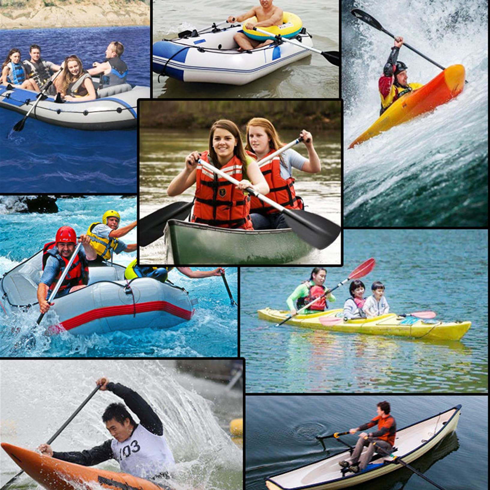 Pagaia for 2 Pezzi 126 cm in Lega di Alluminio Staccabile Regolabile Portatile Canoa addensata pagaie Leggere Confezione da 2 for Remo for gommone -
