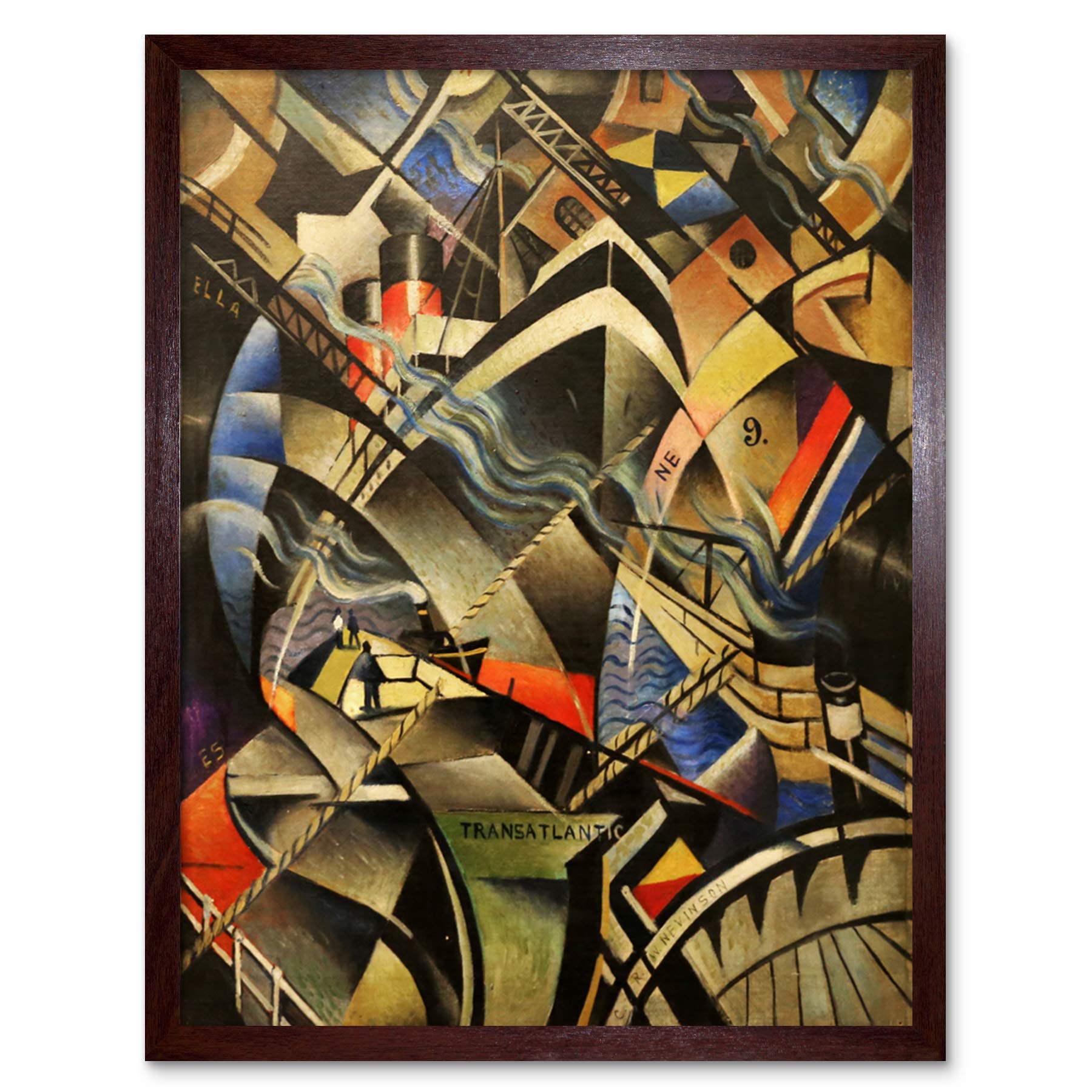 Nevinson The Arrival Abstract Futurist Painting Art Print Framed Poster Wall Decor 12x16 inch