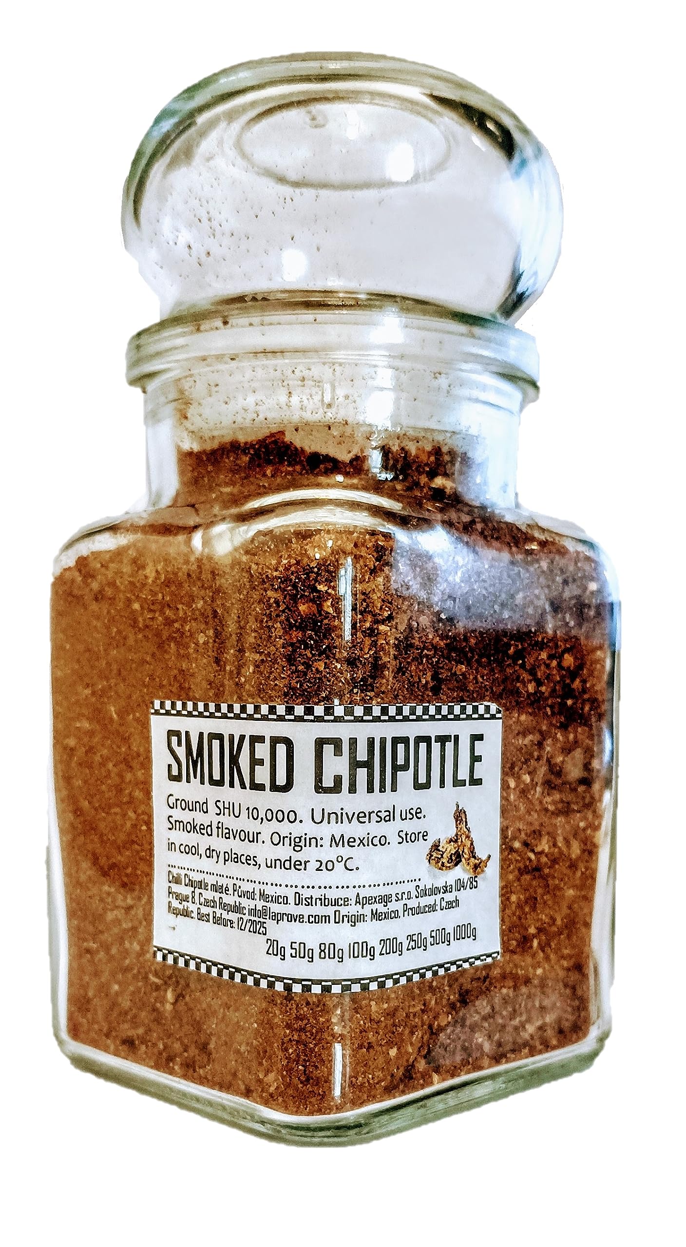 Chipotle de chile ahumado molido en un vaso 80g