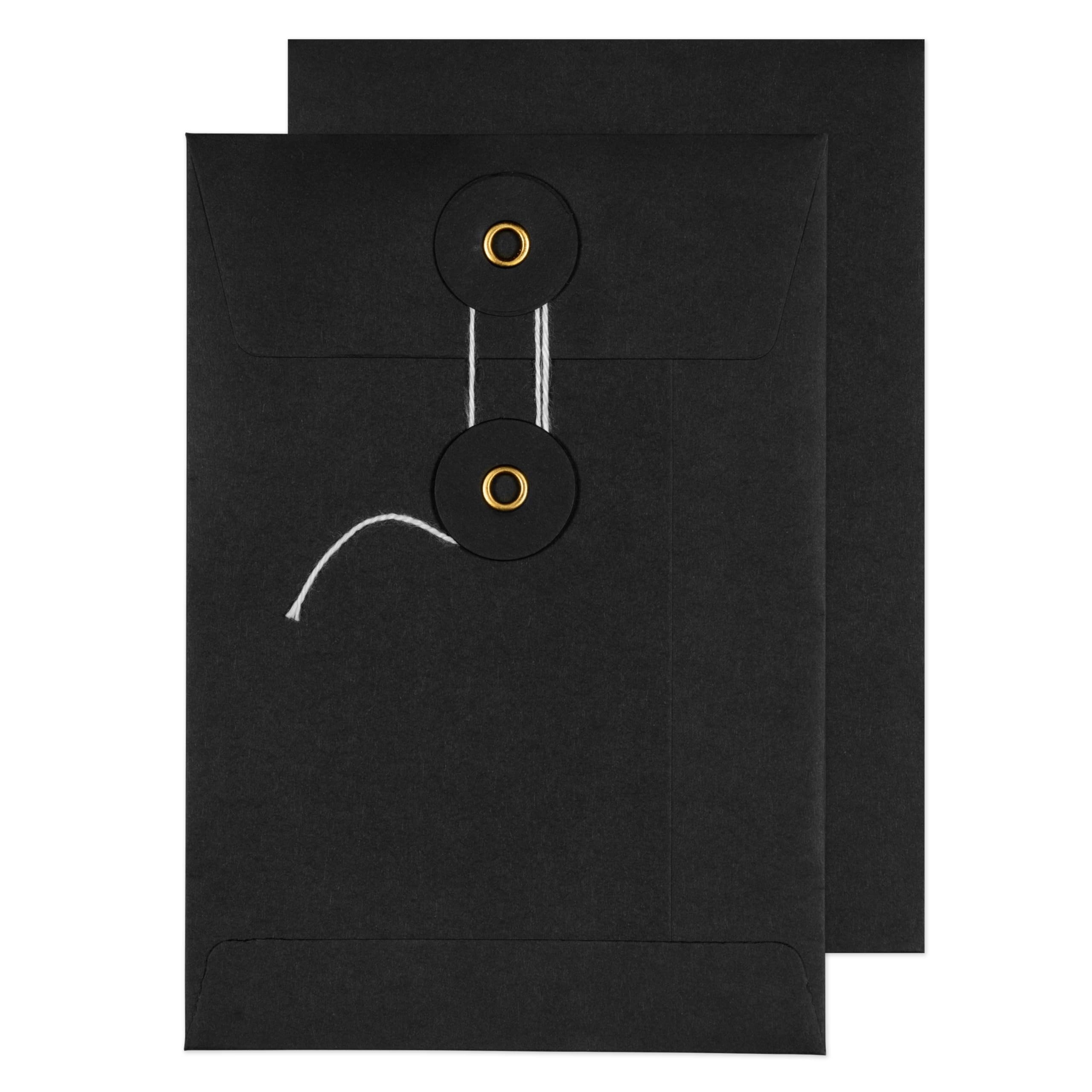 Blake Senses - Black String and Washer Envelopes C6 (162 x 114mm) - Pack of 100 Qty - Premium Quality 180 GSM - Document Mailer - Black Envelopes with String - Office & Business Supplies (SW822)