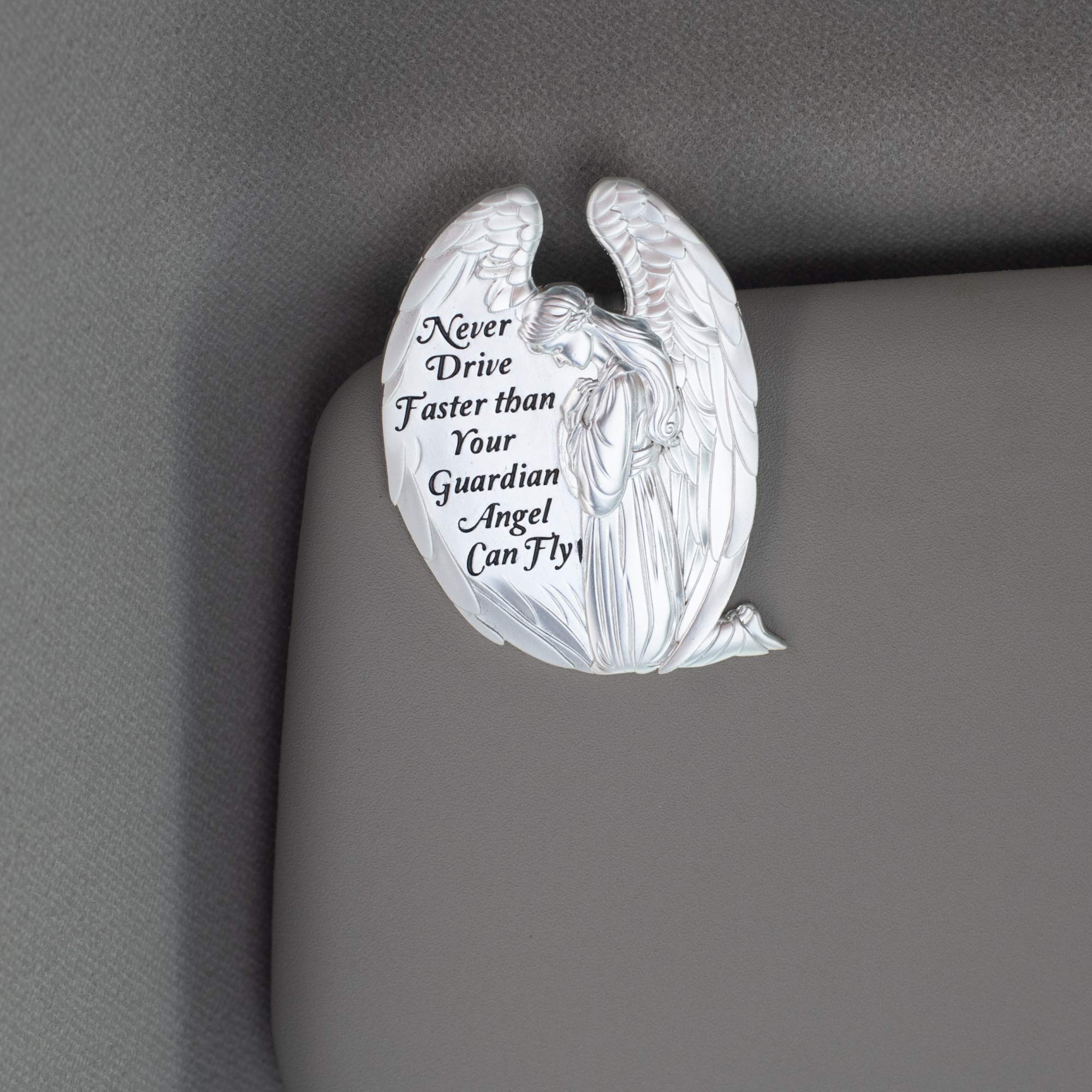 Dicksons Female Guardian Angel Silver Tone 2.5 Inch Zinc Alloy Metal Auto Visor Clip