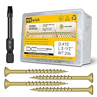 Vista 10 de 65 tornillos de madera #10 x 3 caja de 1 libra, tornillos de cubierta de 3 pulgadas, cabeza de transmisión Torx T25, tornillos de construcción