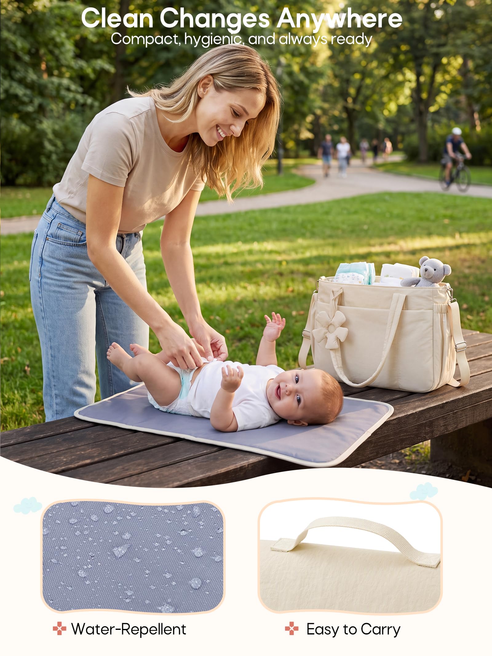 RAINSMORE Sac a Langer Bébé Grand avec Tapis à Langer Portable