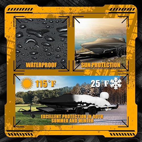 Miniatura 5 de TMS - Funda para lancha de 19 pies con haz de 96 pulgadas de ancho para lancha baja, barco Jon, barco de casco V, barco de tres cascos, lancha de