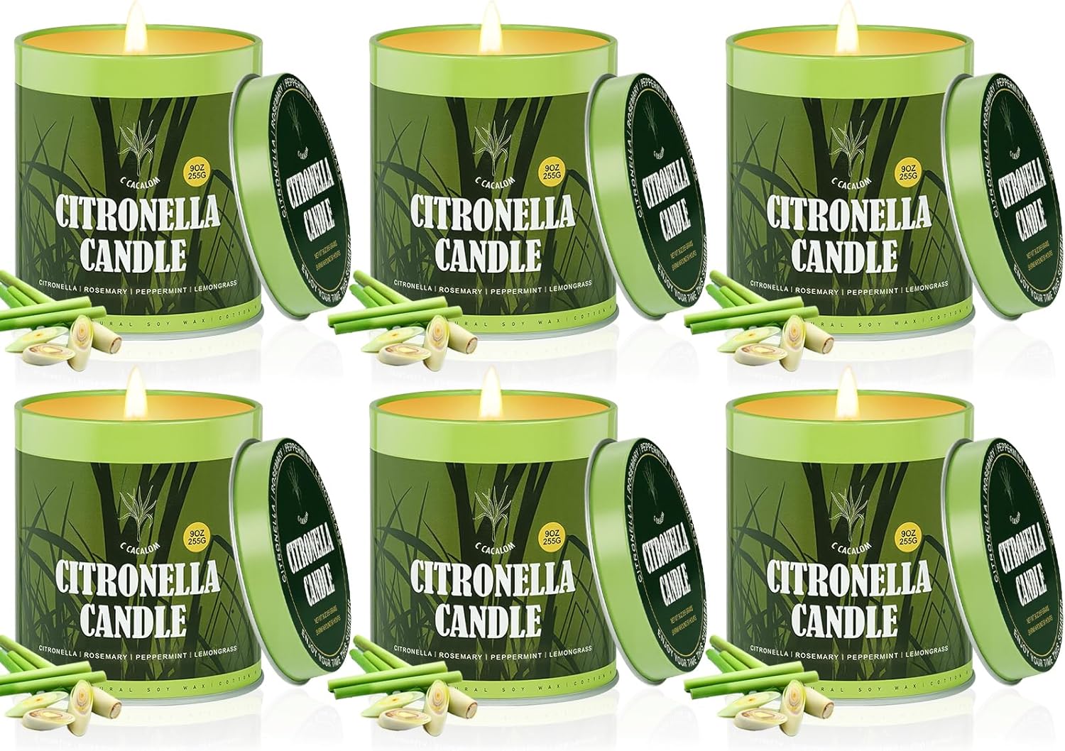 Scented Candles Set, Jar Candle Sets for Home Scented Natural Soy Wax Candle, Holiday Birthday Gifts Set for Women Men (6 Count, Citronella & Lemon & Peppermint Blend) Citronella & Lemon & Peppermint Blend 6 Count