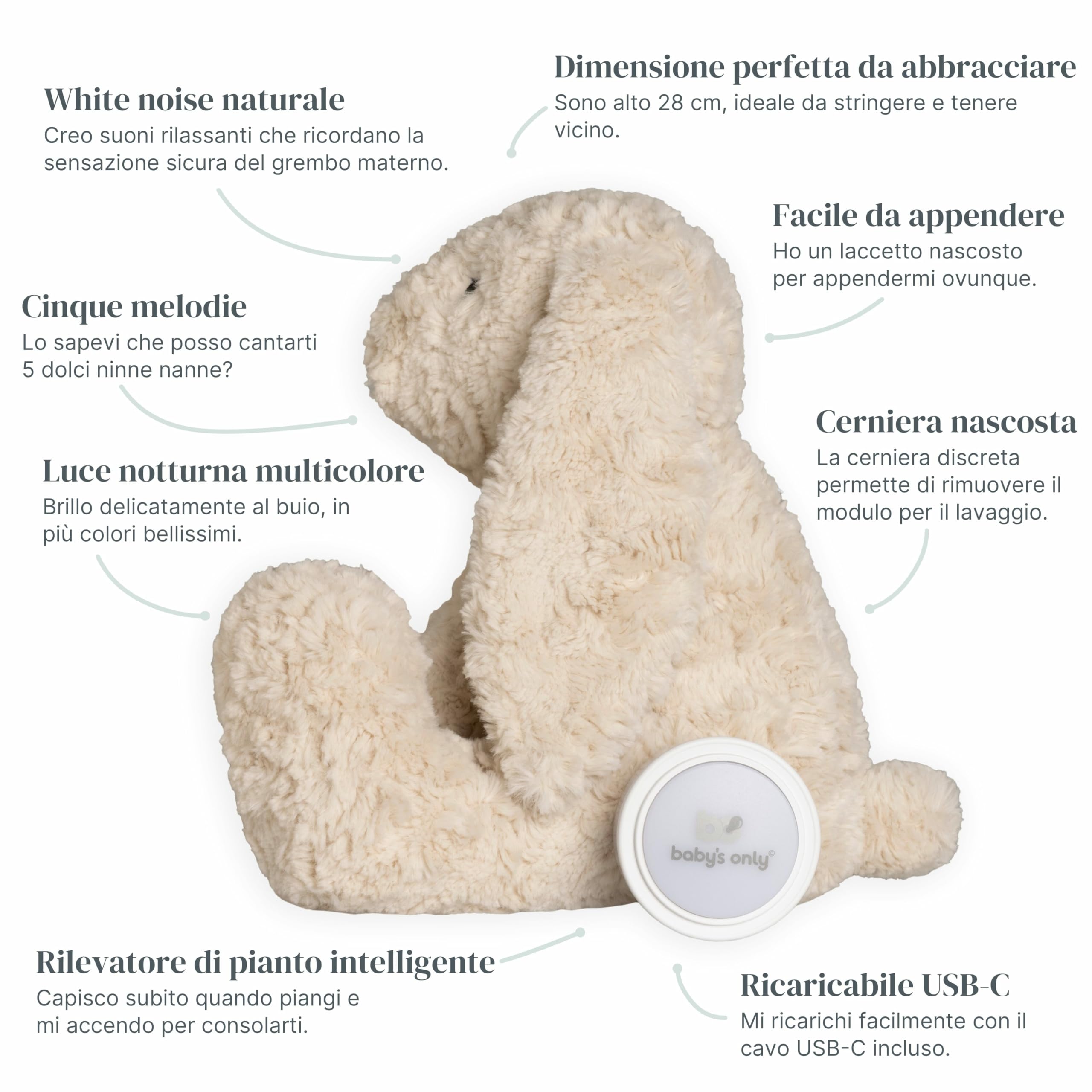 Baby's Only - Bibi il coniglio di peluche con allenatore del sonno - Peluche neonato - Musica relajente para dormir - Doudou musica rilassante - Ninna nanna per bambini - Warm Linen