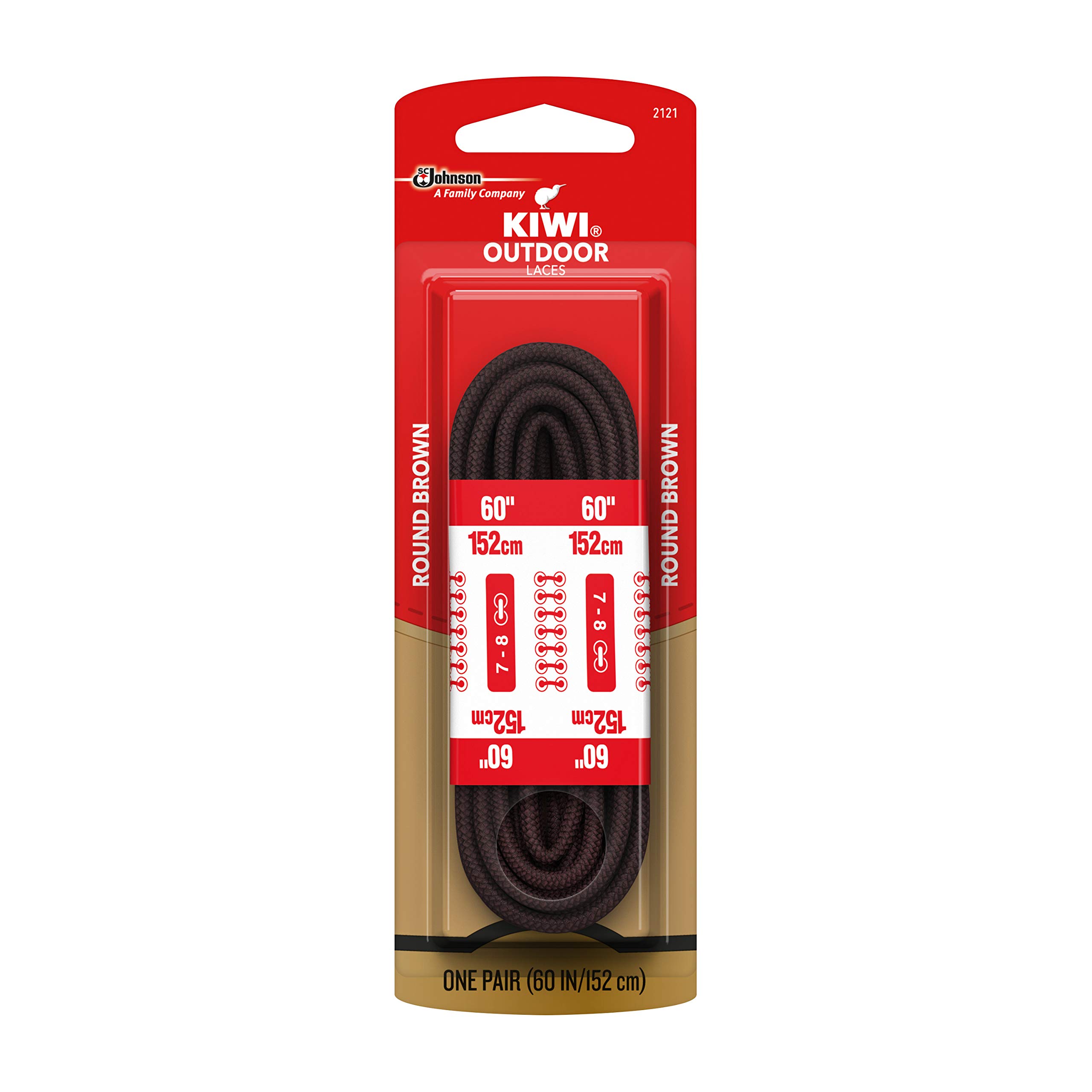 SC Johnson Kiwi Outdoor Nylon Boot Laces, Round, Brown, 0.8 Oz