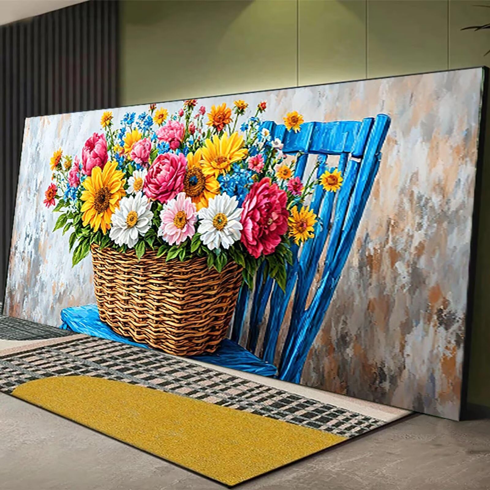 Malen nach Zahlen Kinder Blume, Malen Nach Zahlen Erwachsene Geschenke Home Wand Dekor Bastelset, Malen nach Zahlen Gänseblümchen | Malen nach Zahlen Ohne Rahmen (60x120cm) Bastelset Erwachsene 9-Q