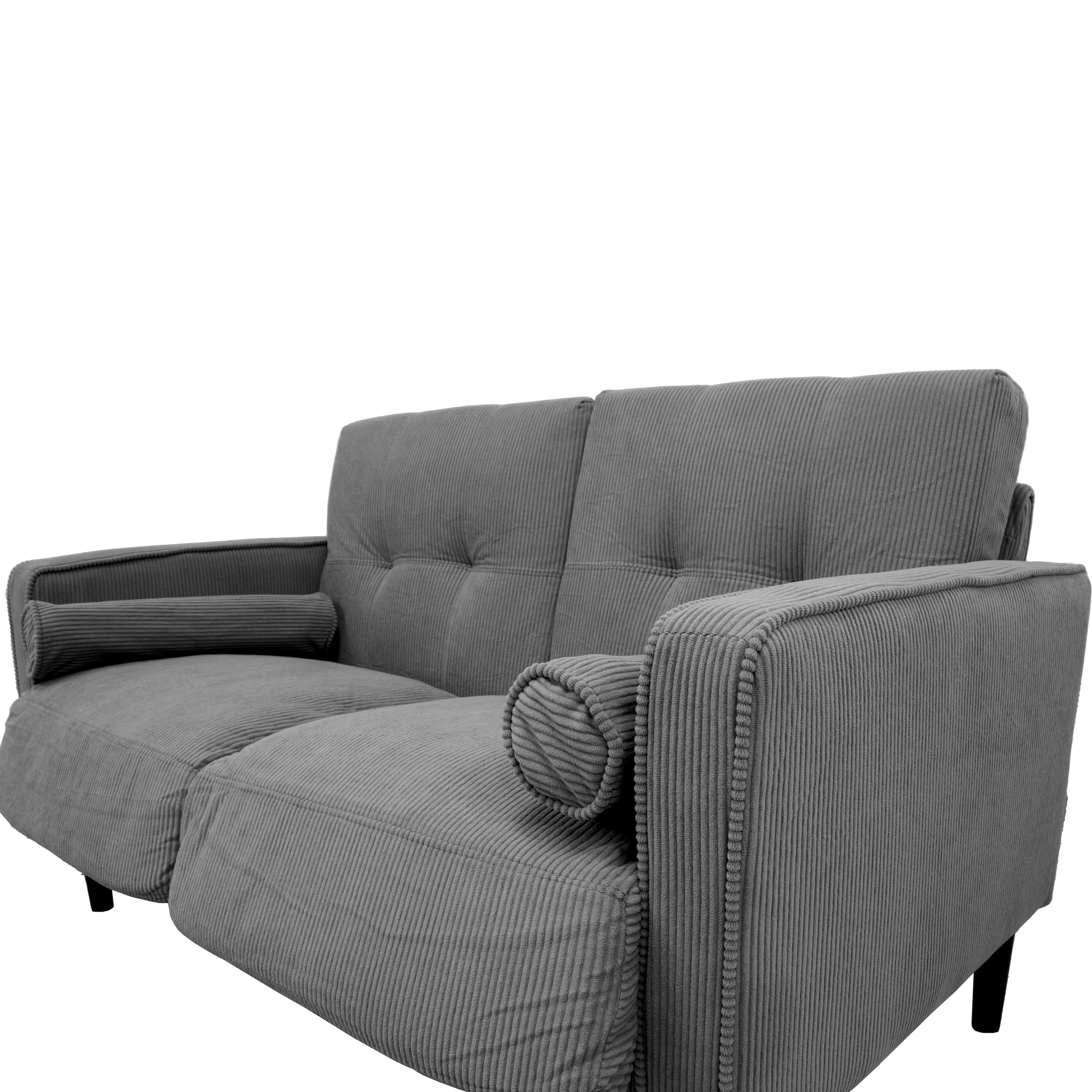 GARDENIA Sofá Fijo con Revestimiento de Terciopelo y Relleno de poliéster, con Patas de Madera y Cojines desenfundables Joy, Gris, 130 x 75 x 73 cm
